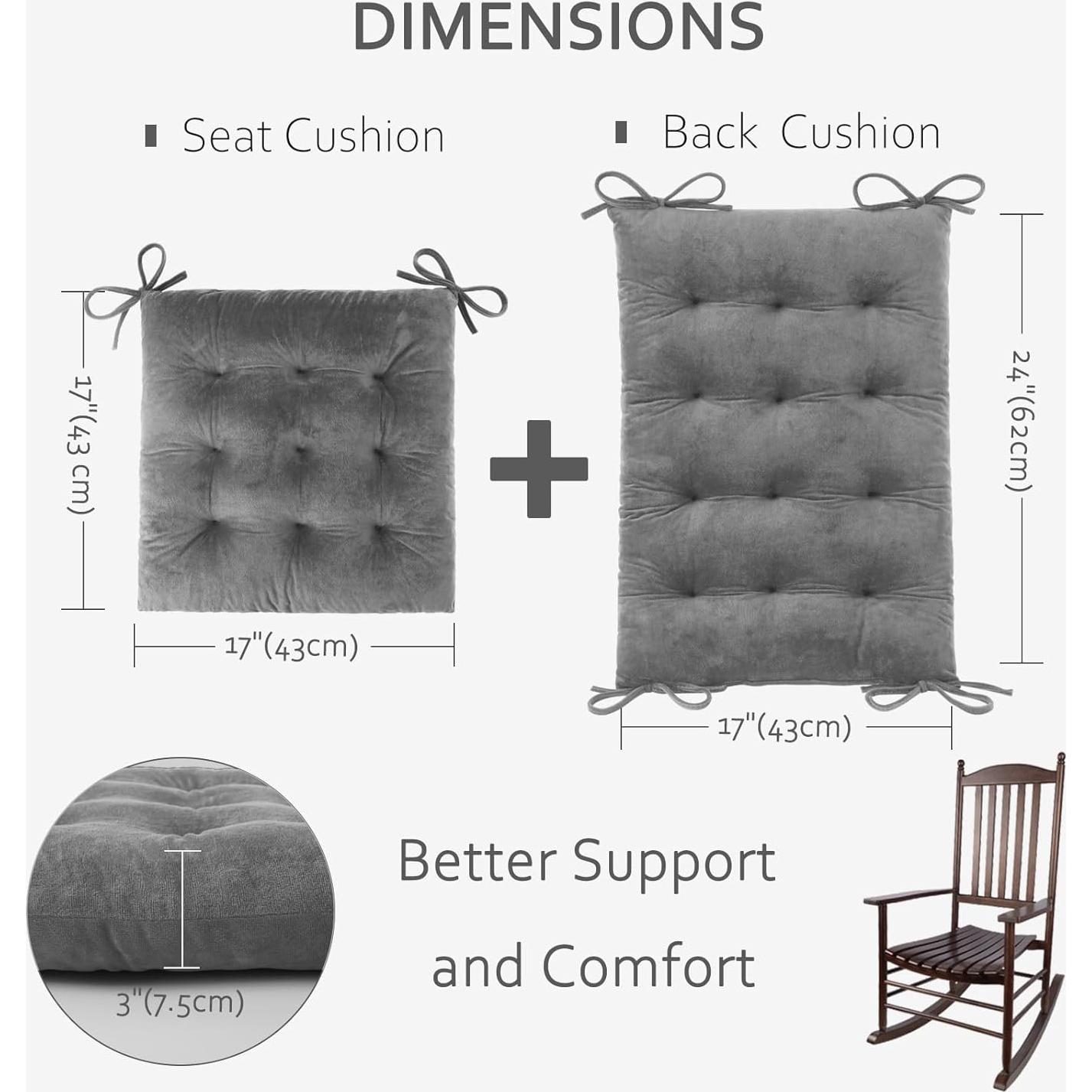 Cojín de Silla Mecedora ELFJOY 2 Piezas Gris con Respaldo