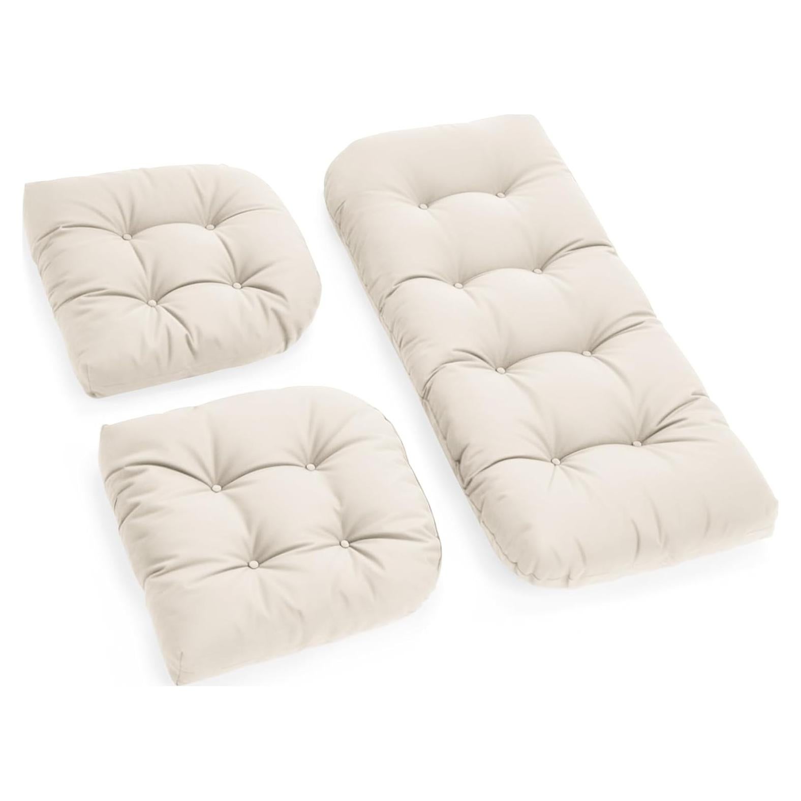 Cojines de Silla de Mimbre Tycdiose 3 Piezas Impermeables Crema