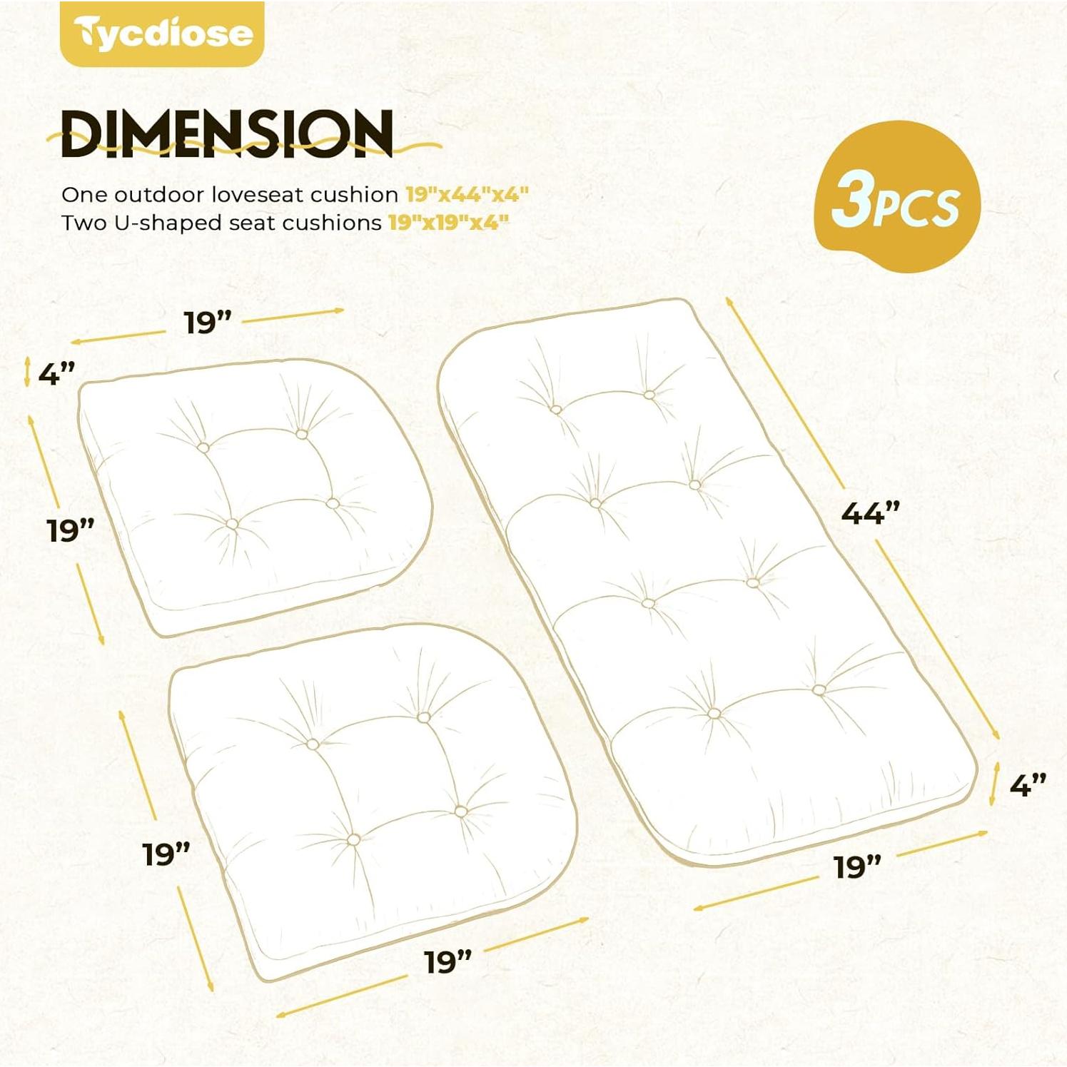 Cojines de Silla de Mimbre Tycdiose 3 Piezas Impermeables Crema