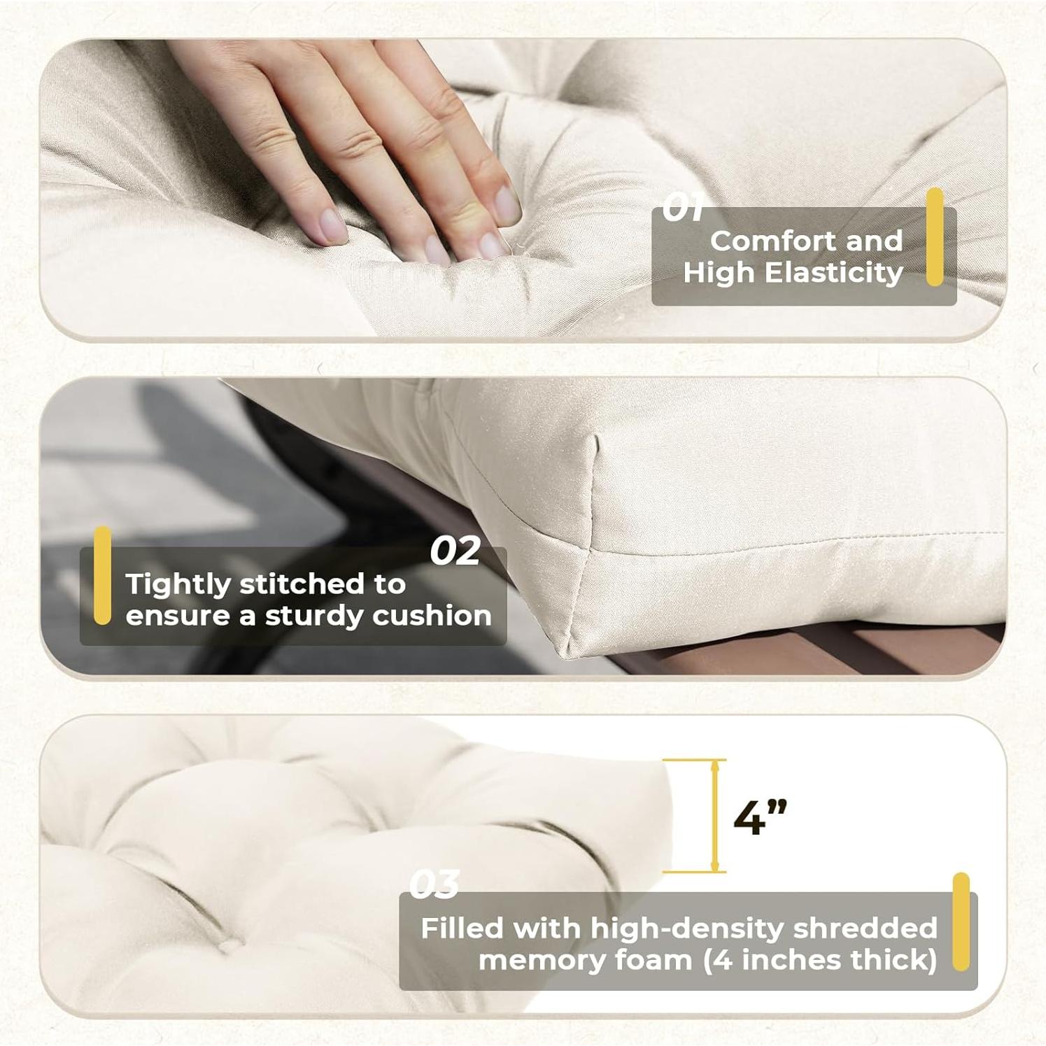 Cojines de Silla de Mimbre Tycdiose 3 Piezas Impermeables Crema