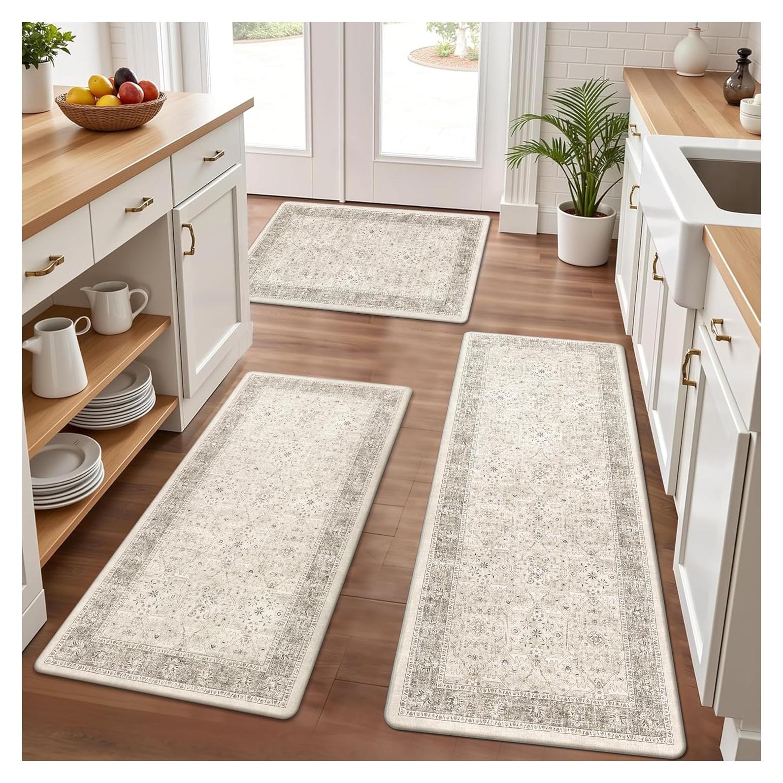 Juego de 3 Alfombrillas Antifatiga Pauwer Caqui 43.9x71.1cm