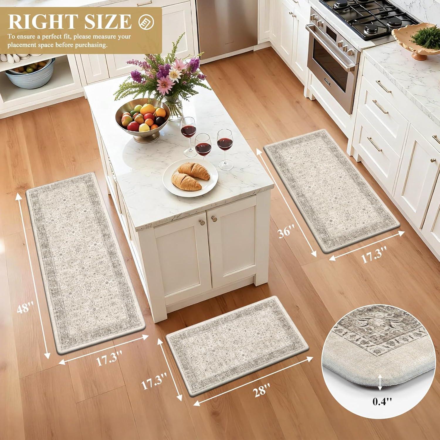 Juego de 3 Alfombrillas Antifatiga Pauwer Caqui 43.9x71.1cm