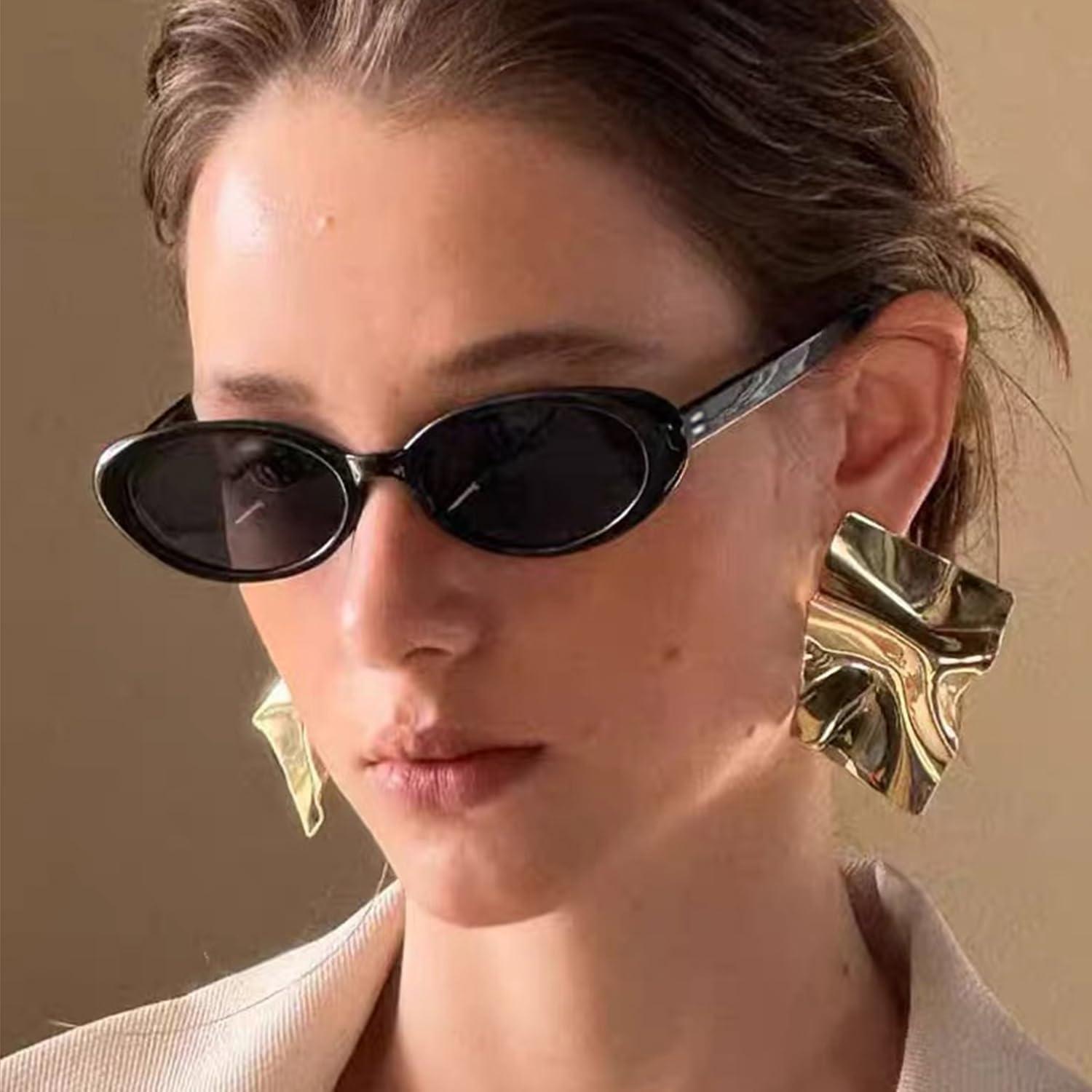 Gafas de sol ovaladas retro UV400 para mujeres y hombres