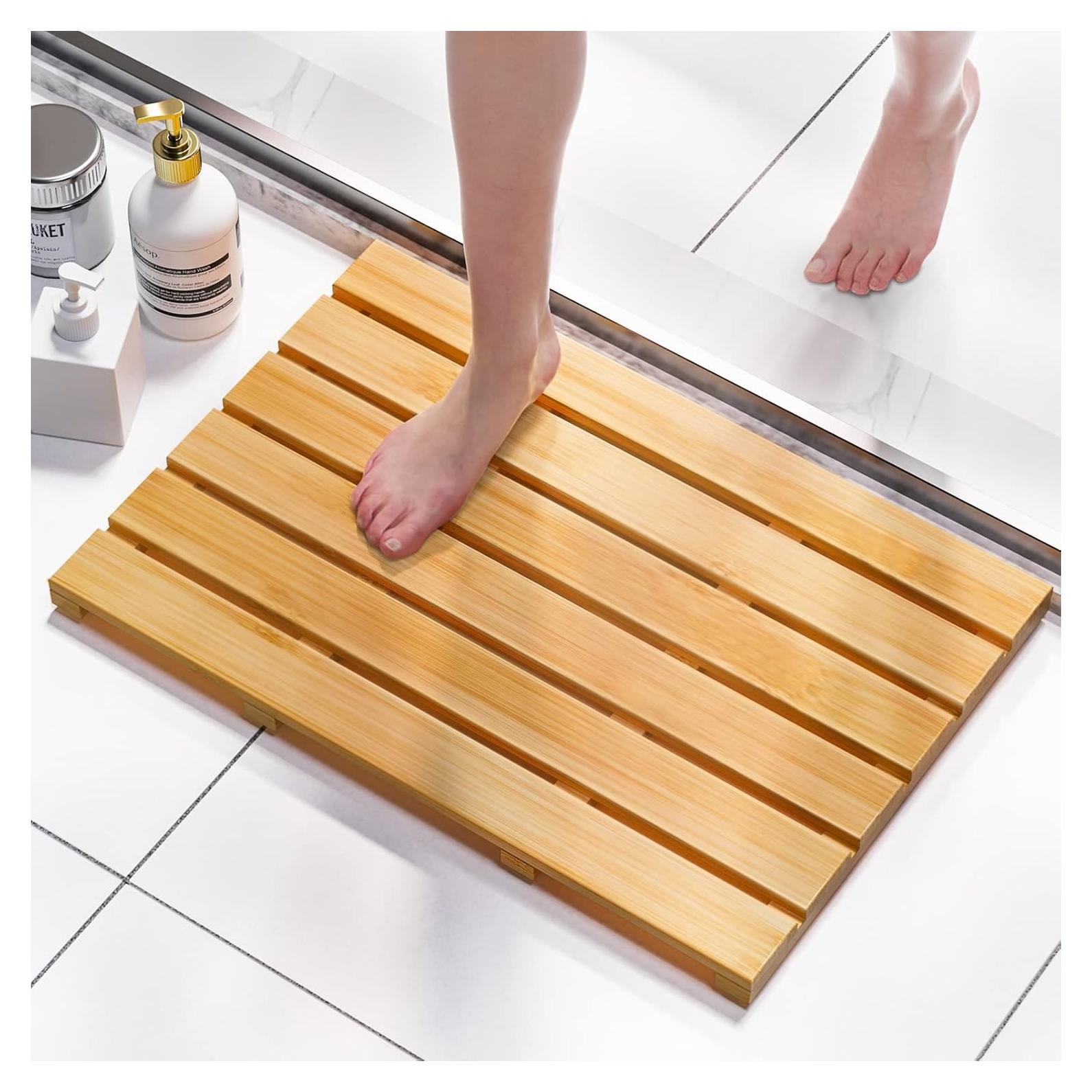 Alfombra de Baño de Bambú Domax 54x36 cm Antideslizante