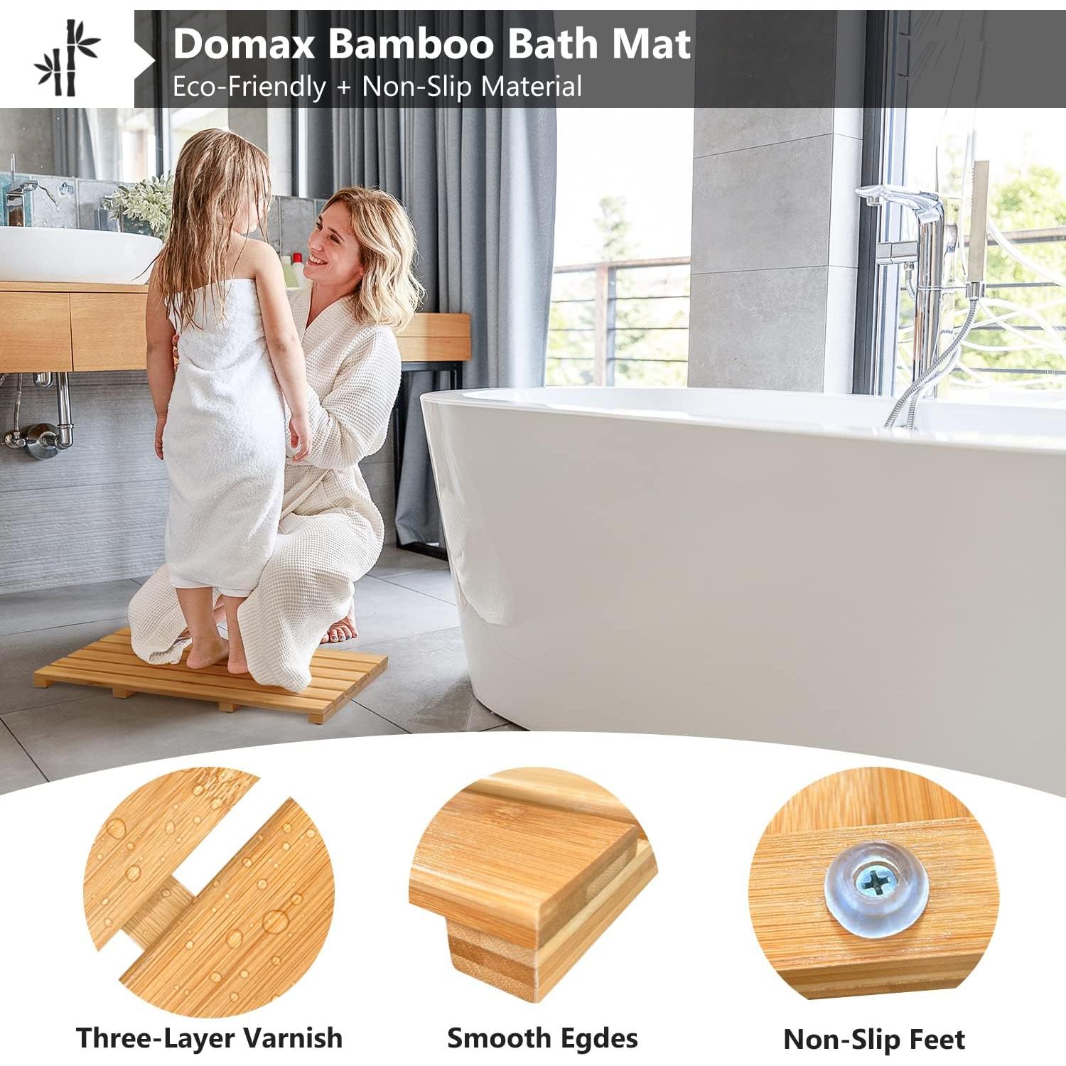 Alfombra de Baño de Bambú Domax 54x36 cm Antideslizante