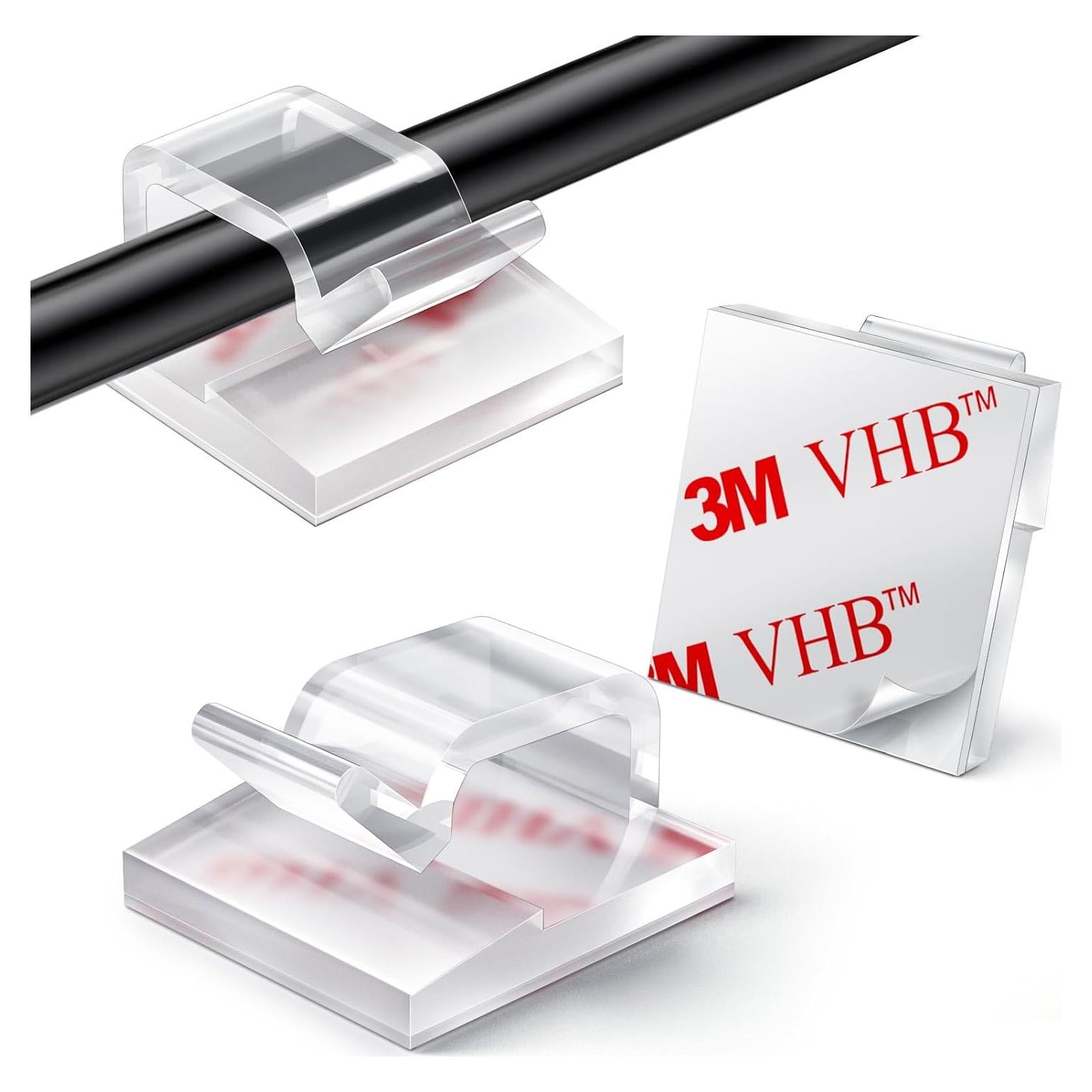 100 Clips de Cable Adhesivos KGROTE Transparentes Pequeños