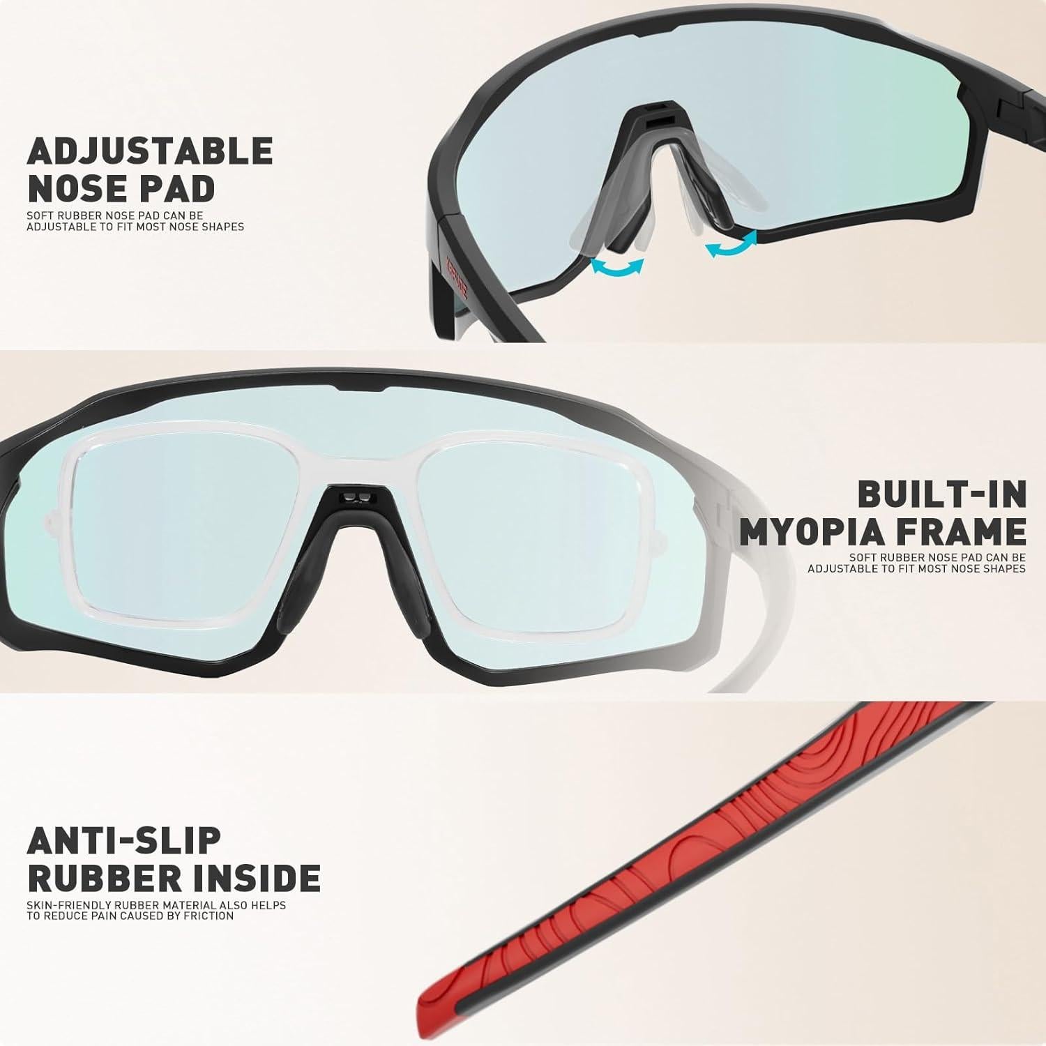 Gafas de Ciclismo Fotoquímicas KAPVOE UV400 para Adultos