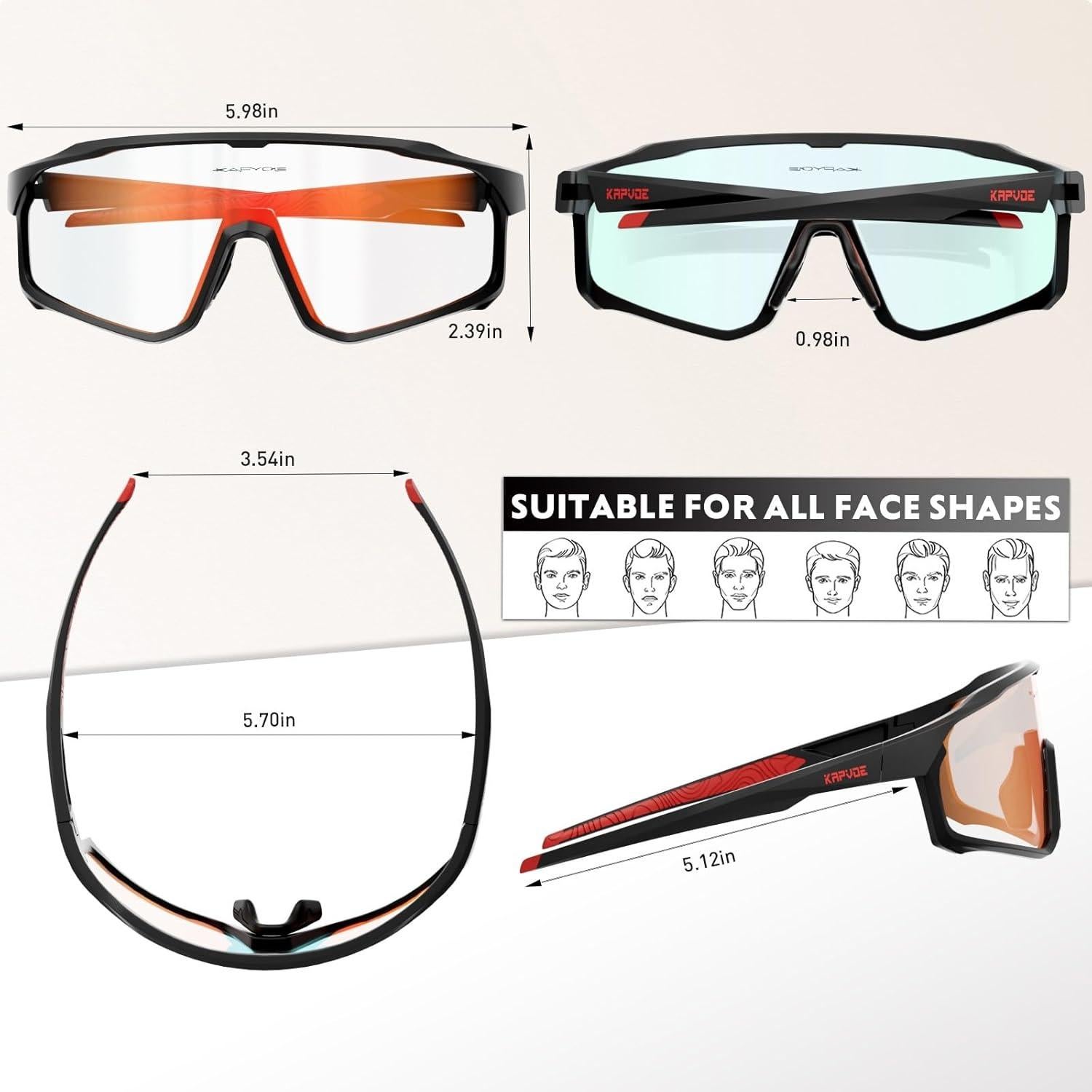 Gafas de Ciclismo Fotoquímicas KAPVOE UV400 para Adultos