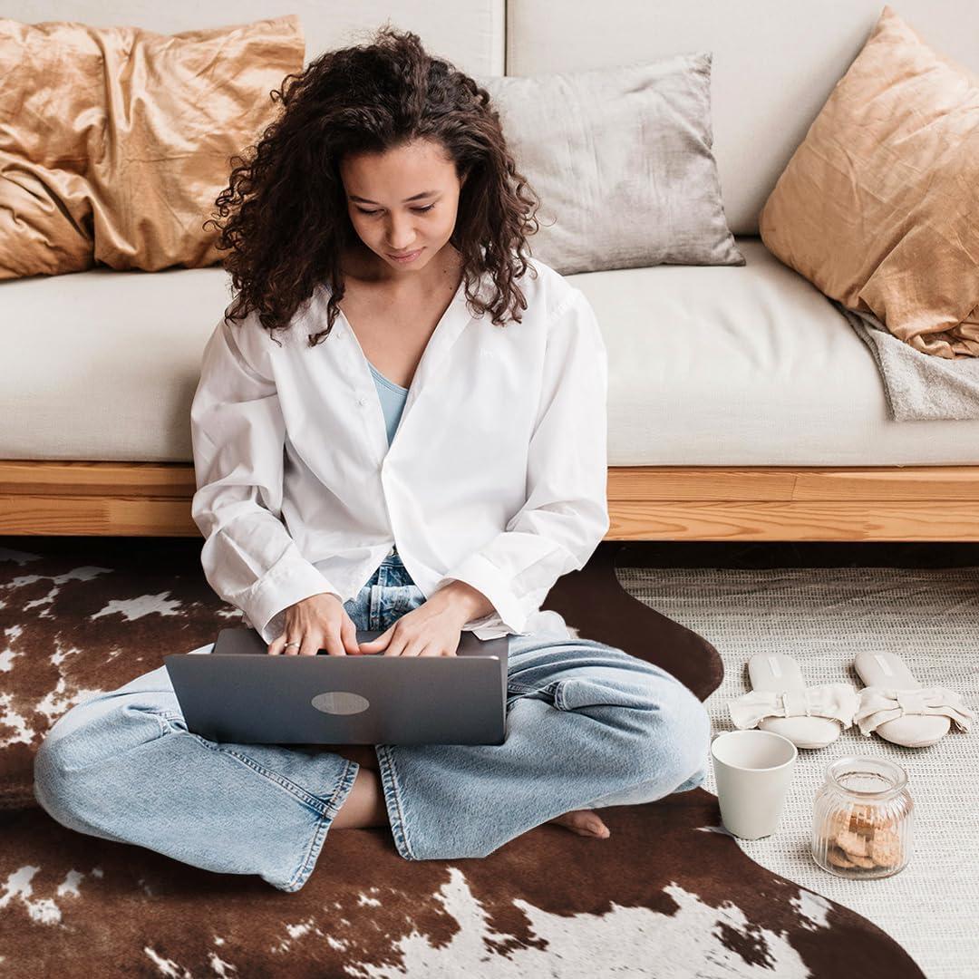 Alfombra de piel de vaca sintética KINOGIC 1.4x1.6m antideslizante