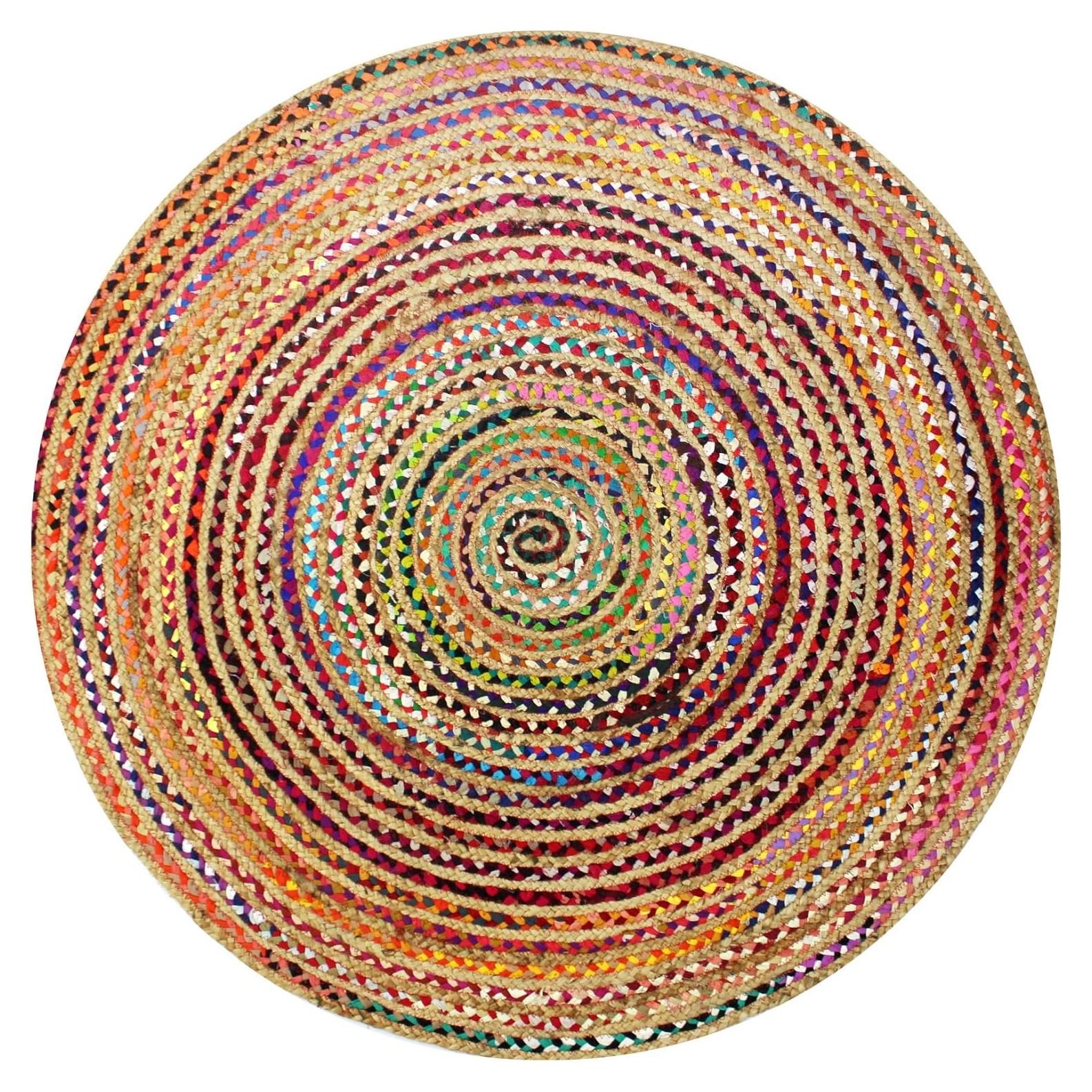 Alfombra de Jute Chindi COTTON CRAFT 4 Pies Redonda Multicolor