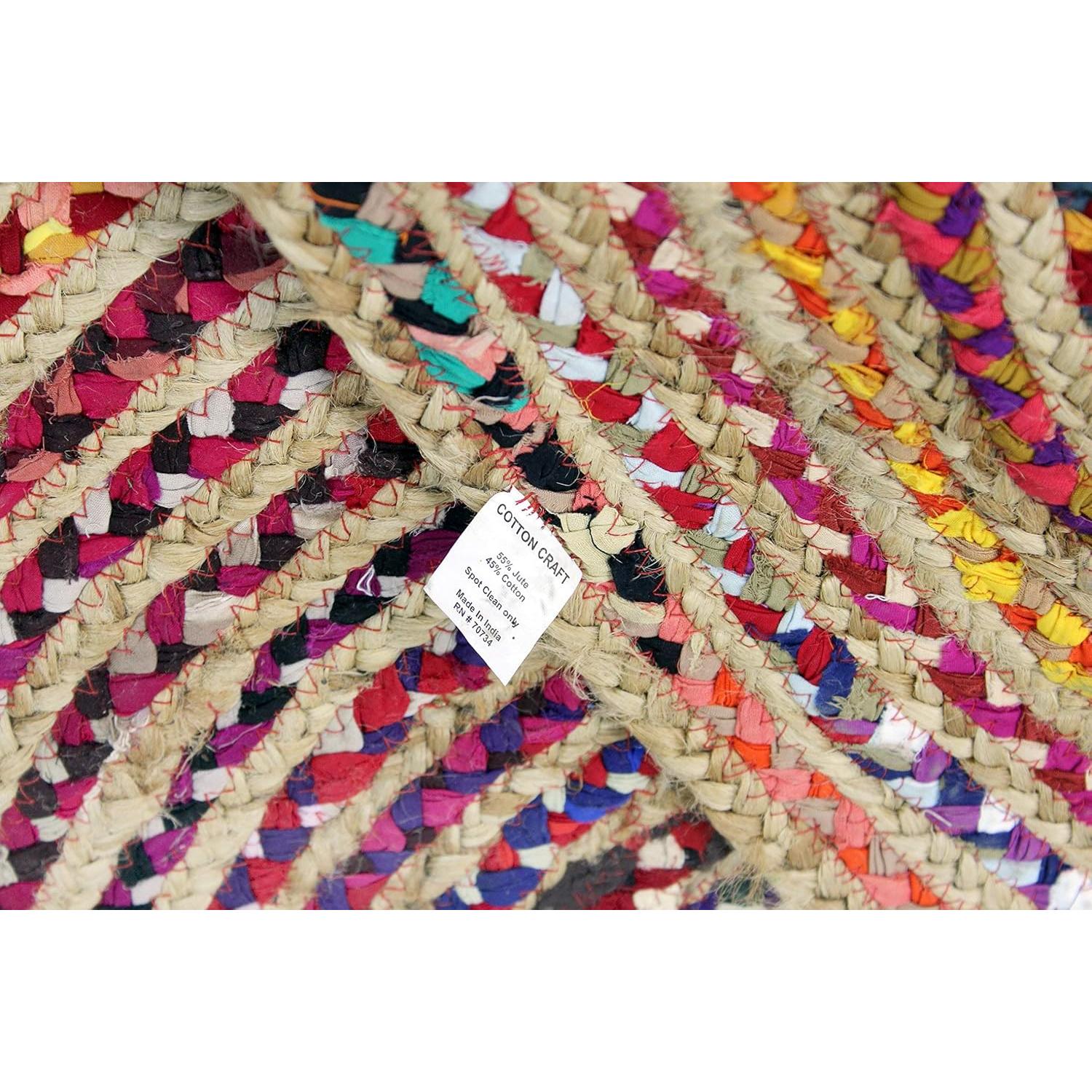 Alfombra de Jute Chindi COTTON CRAFT 4 Pies Redonda Multicolor