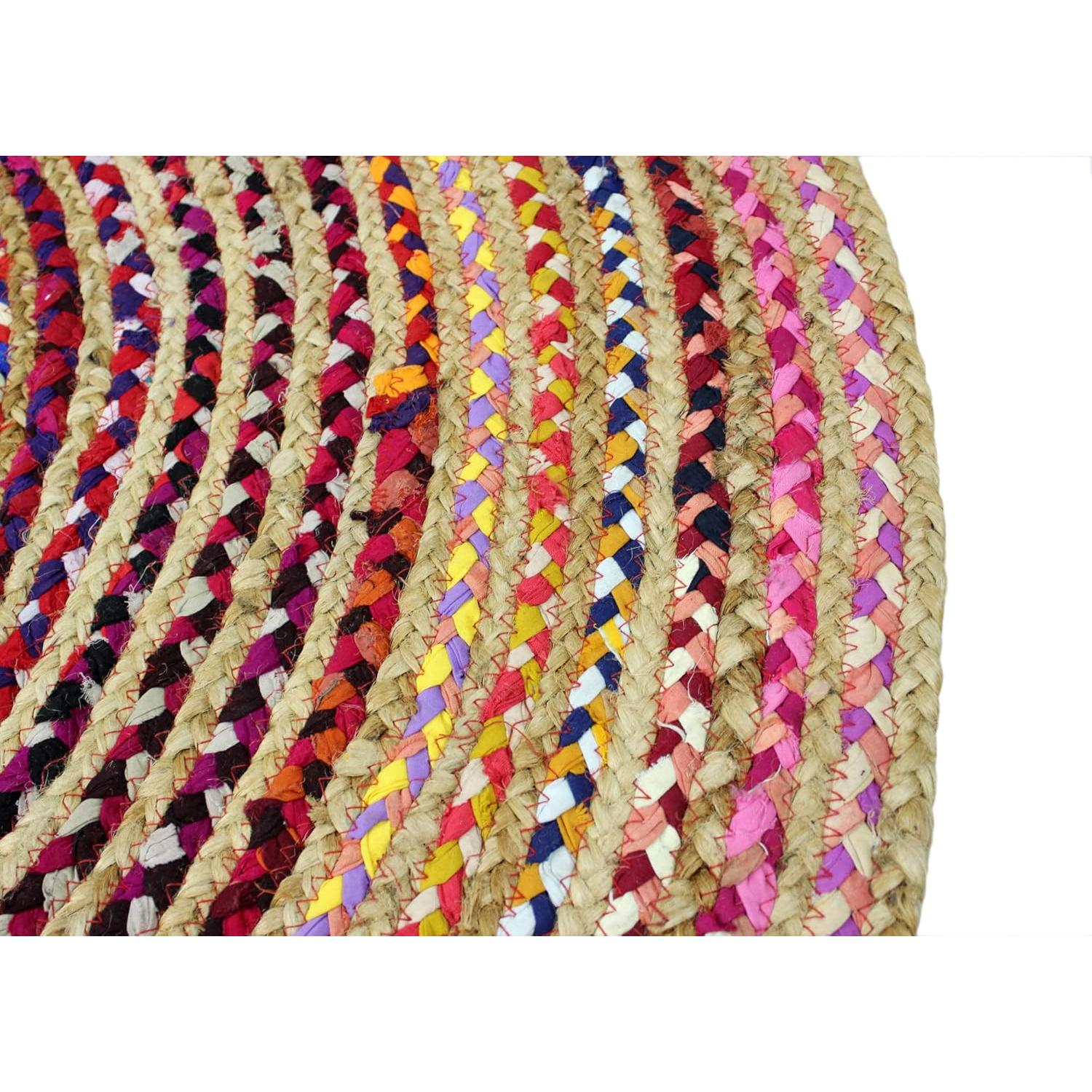 Alfombra de Jute Chindi COTTON CRAFT 4 Pies Redonda Multicolor