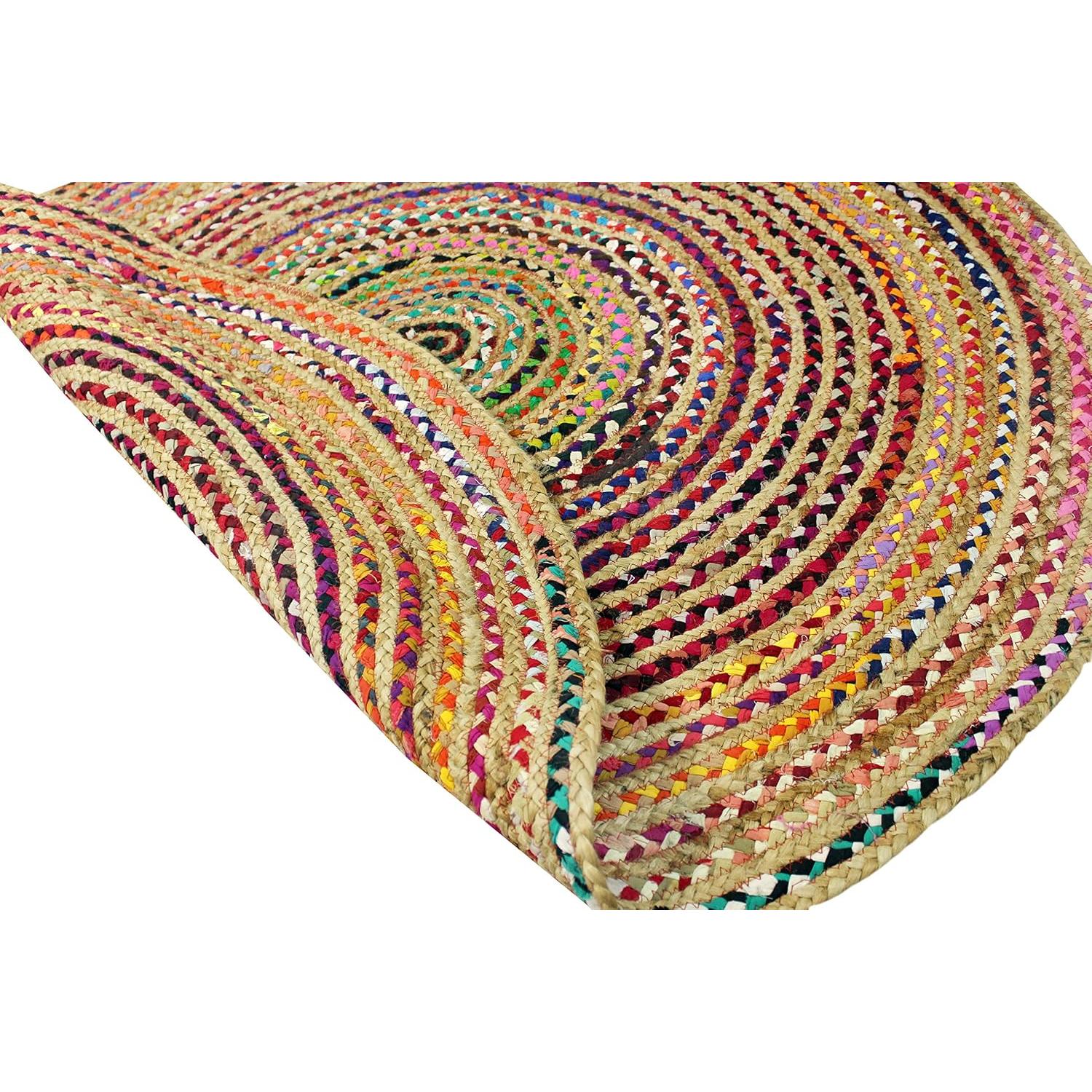 Alfombra de Jute Chindi COTTON CRAFT 4 Pies Redonda Multicolor