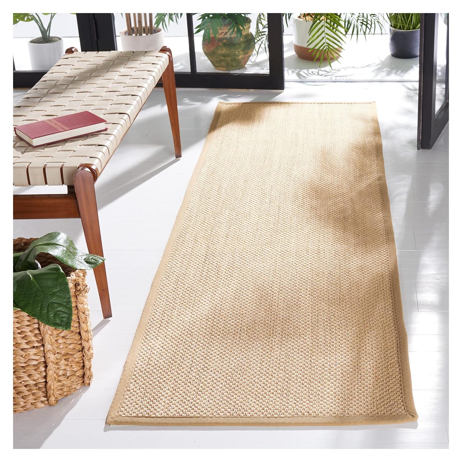 Alfombra Runner SAFAVIEH de Fibra Natural 0.76x2.44m Color Maíz/Lino