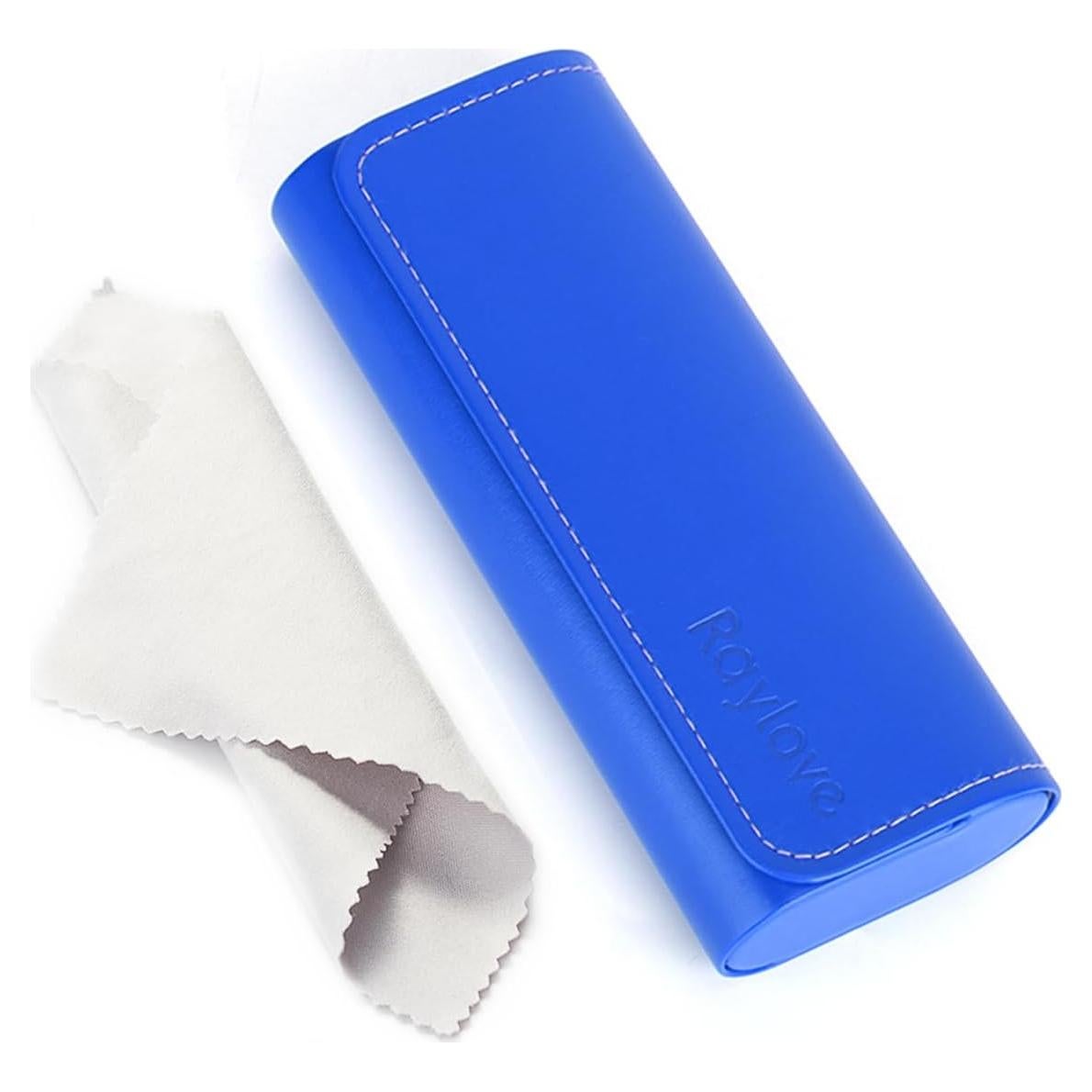 Estuche Duro para Gafas RayLove de Cuero Sintético Azul