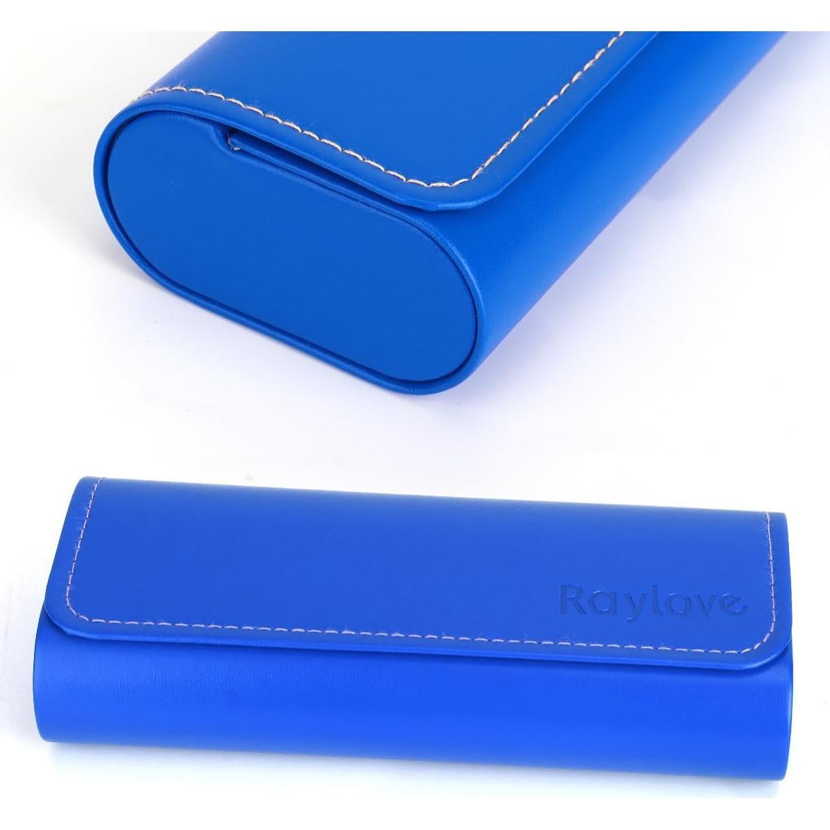 Estuche Duro para Gafas RayLove de Cuero Sintético Azul