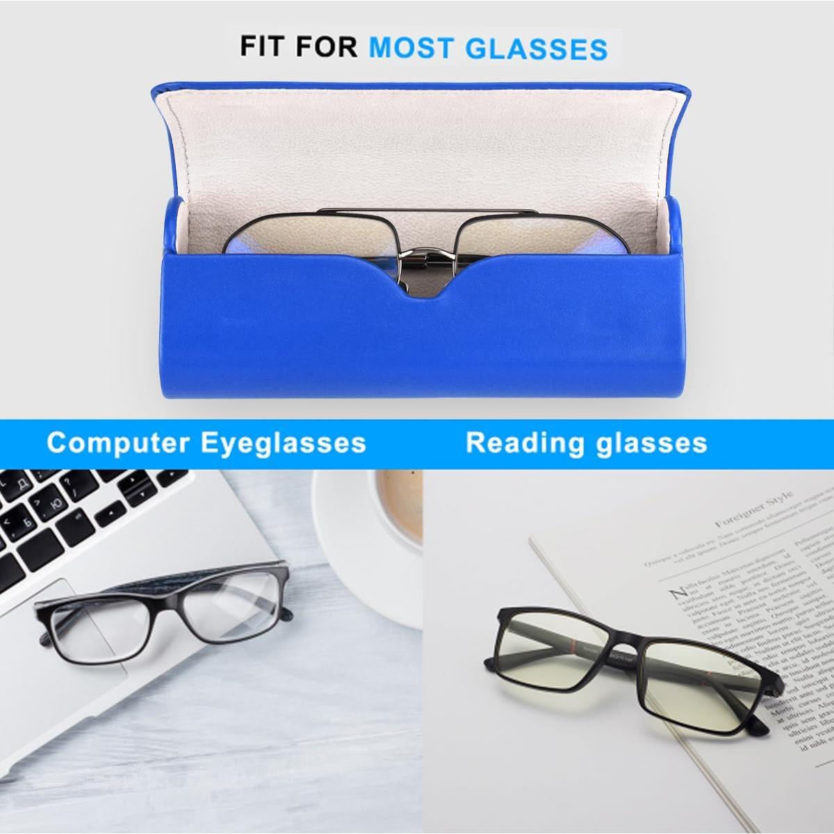 Estuche Duro para Gafas RayLove de Cuero Sintético Azul