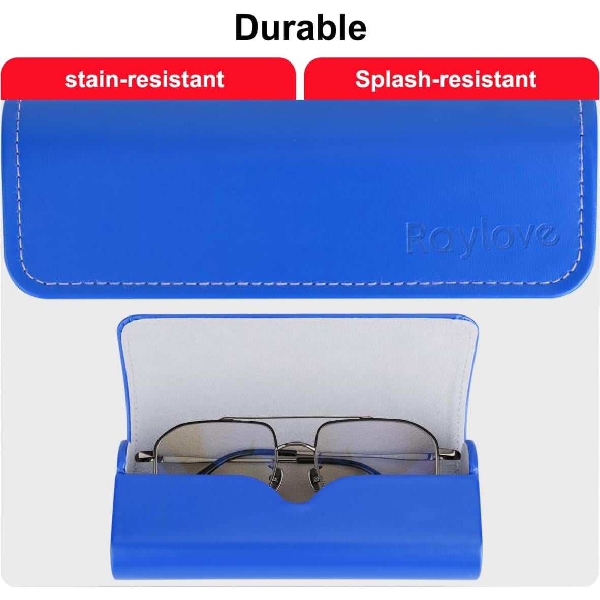 Estuche Duro para Gafas RayLove de Cuero Sintético Azul