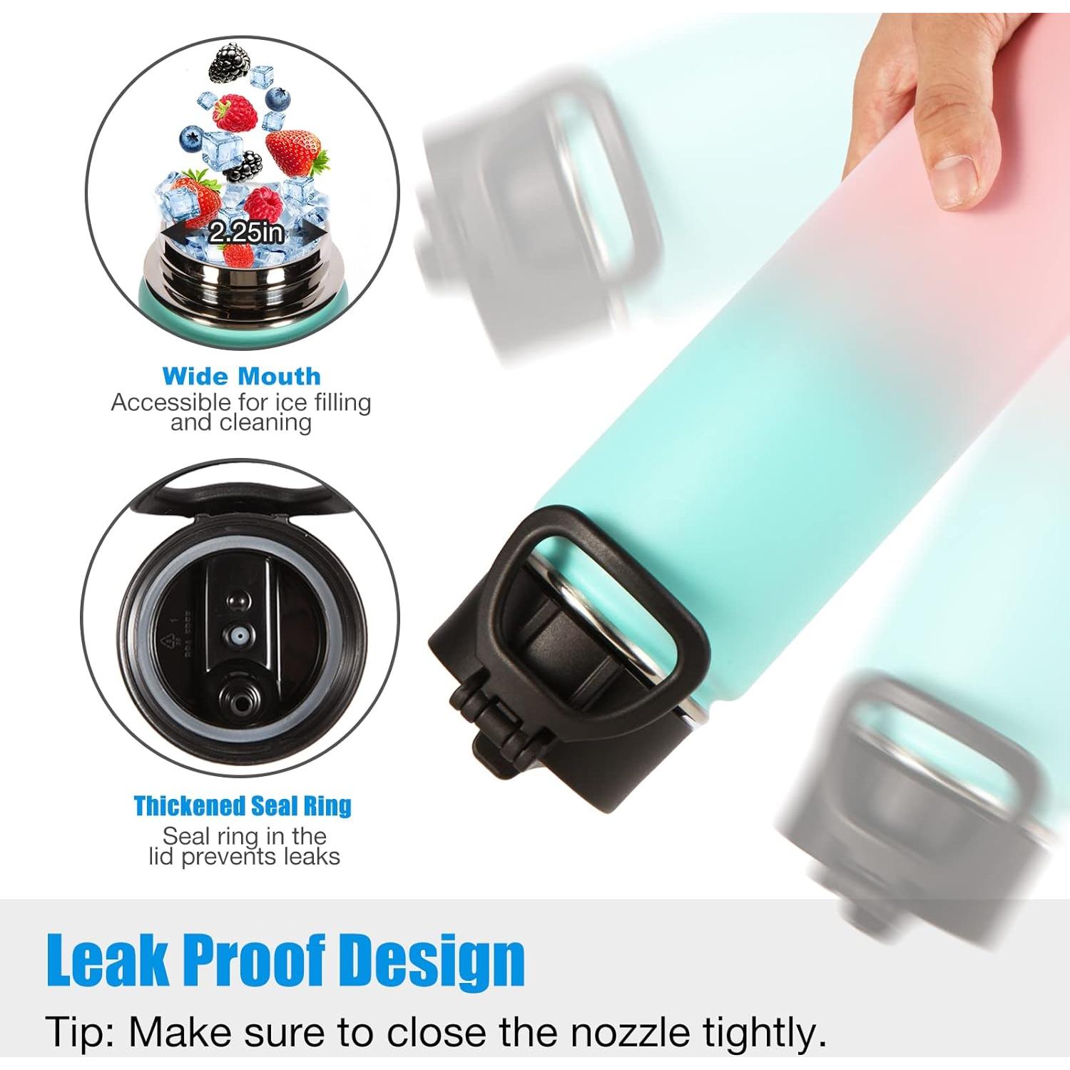 Botella de Agua Volhoply 640 ml Acero Inoxidable Verde Rosa