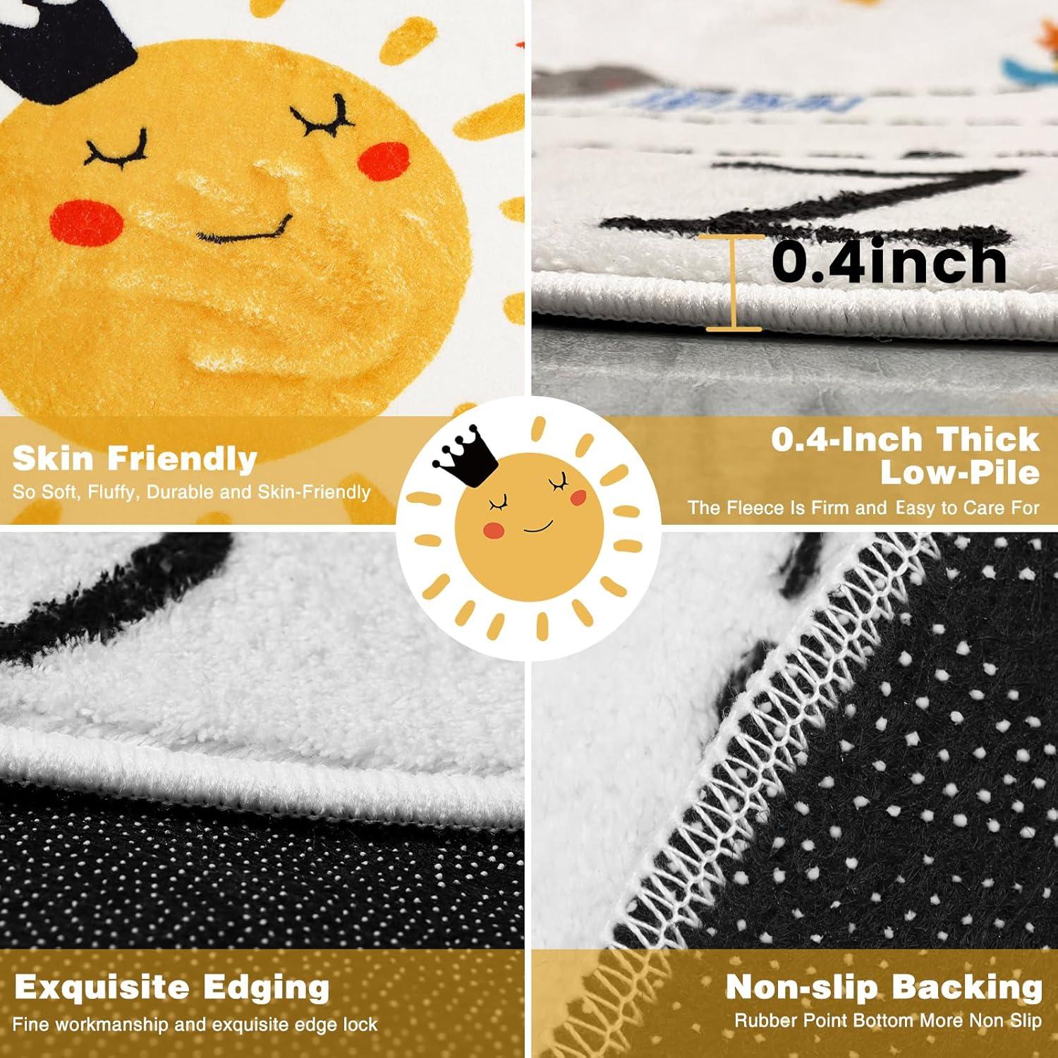 Alfombra Circular Educativa LTKOUGFAM 120cm Sistema Solar ABC