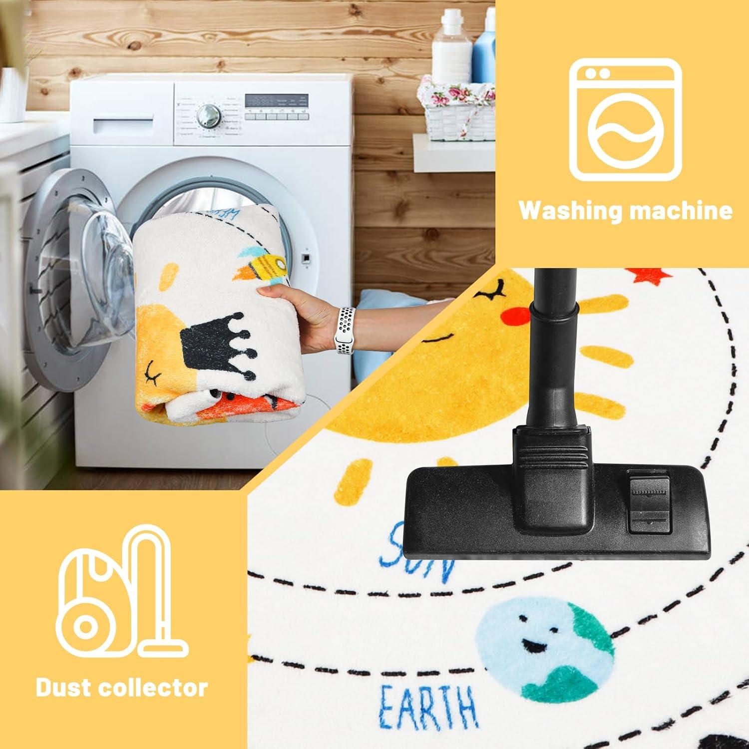 Alfombra Circular Educativa LTKOUGFAM 120cm Sistema Solar ABC