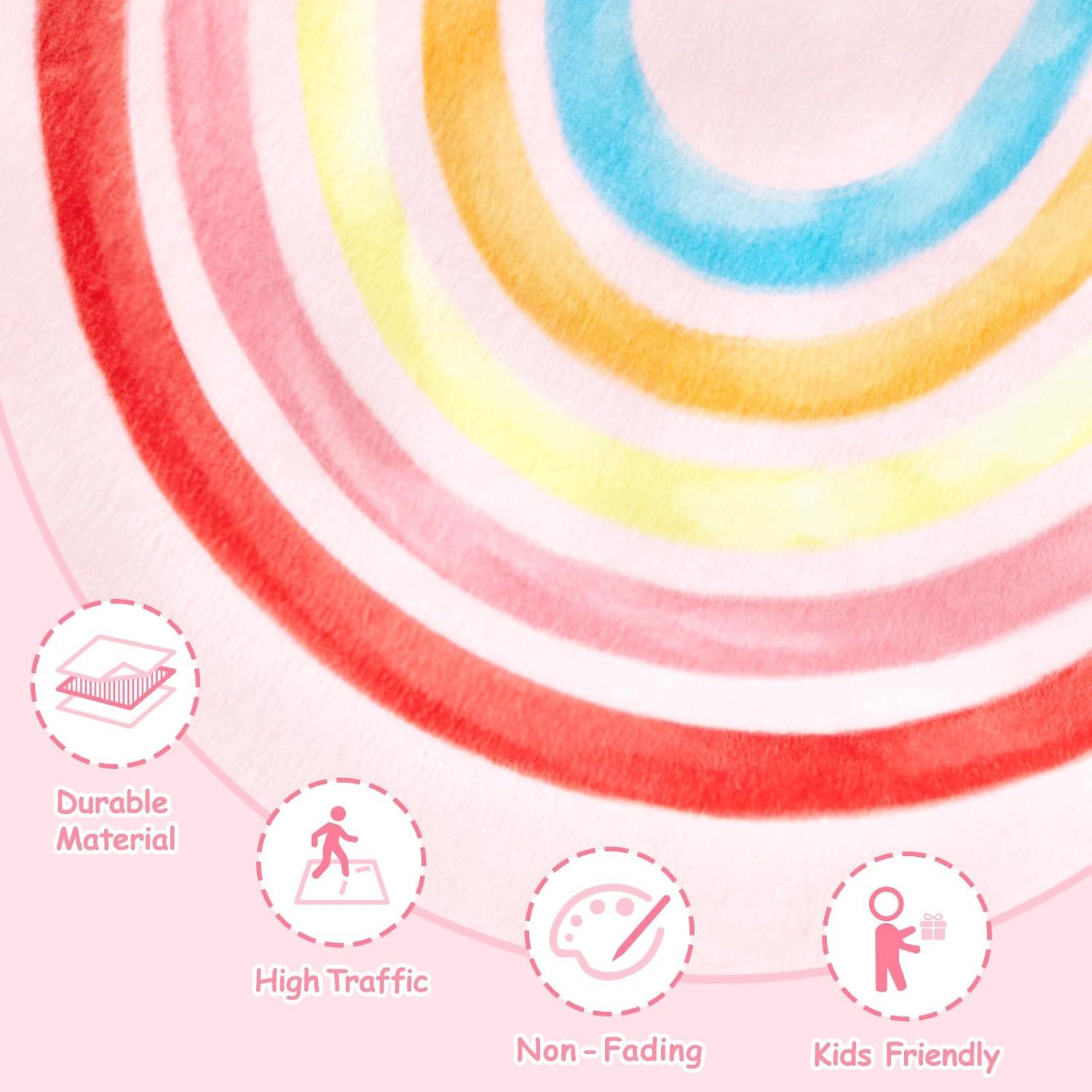 Alfombra Redonda Antideslizante Truqual 1.02m Rosa Letras