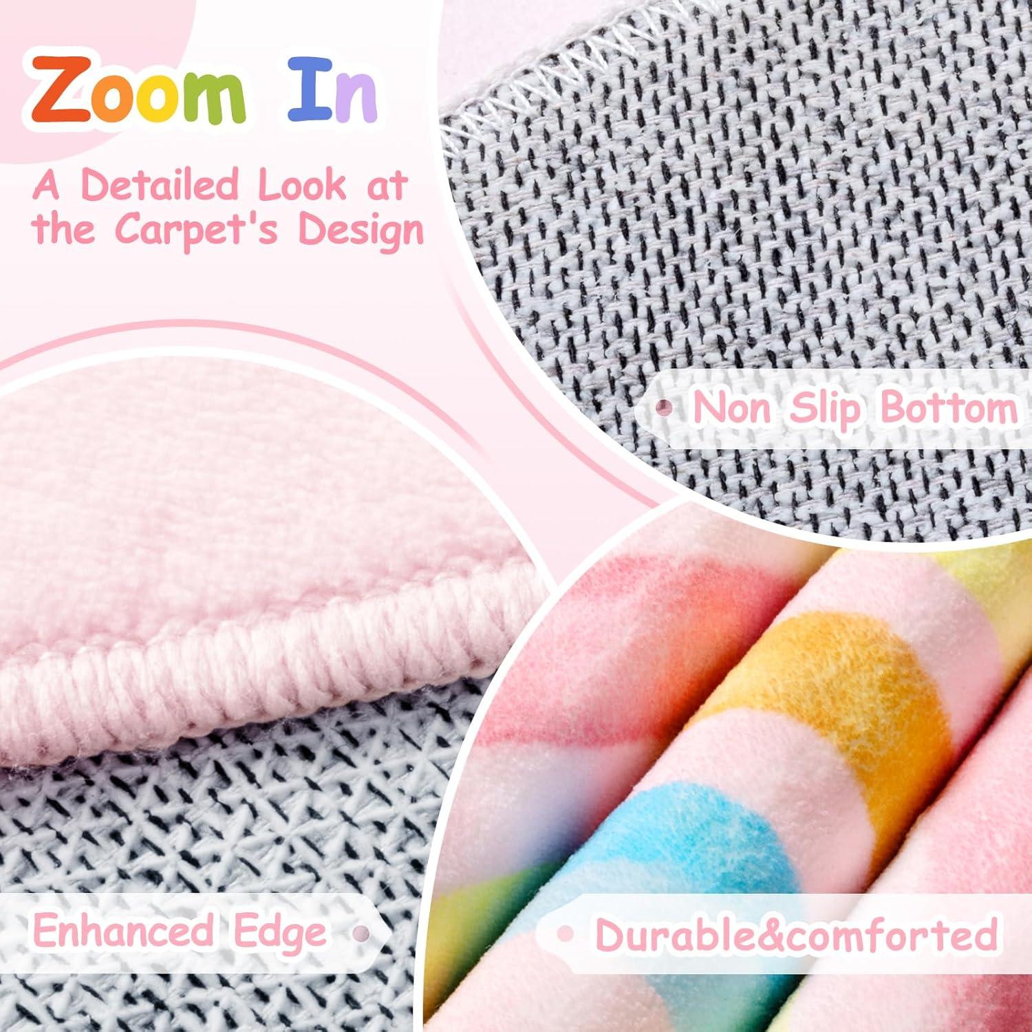 Alfombra Redonda Antideslizante Truqual 1.02m Rosa Letras