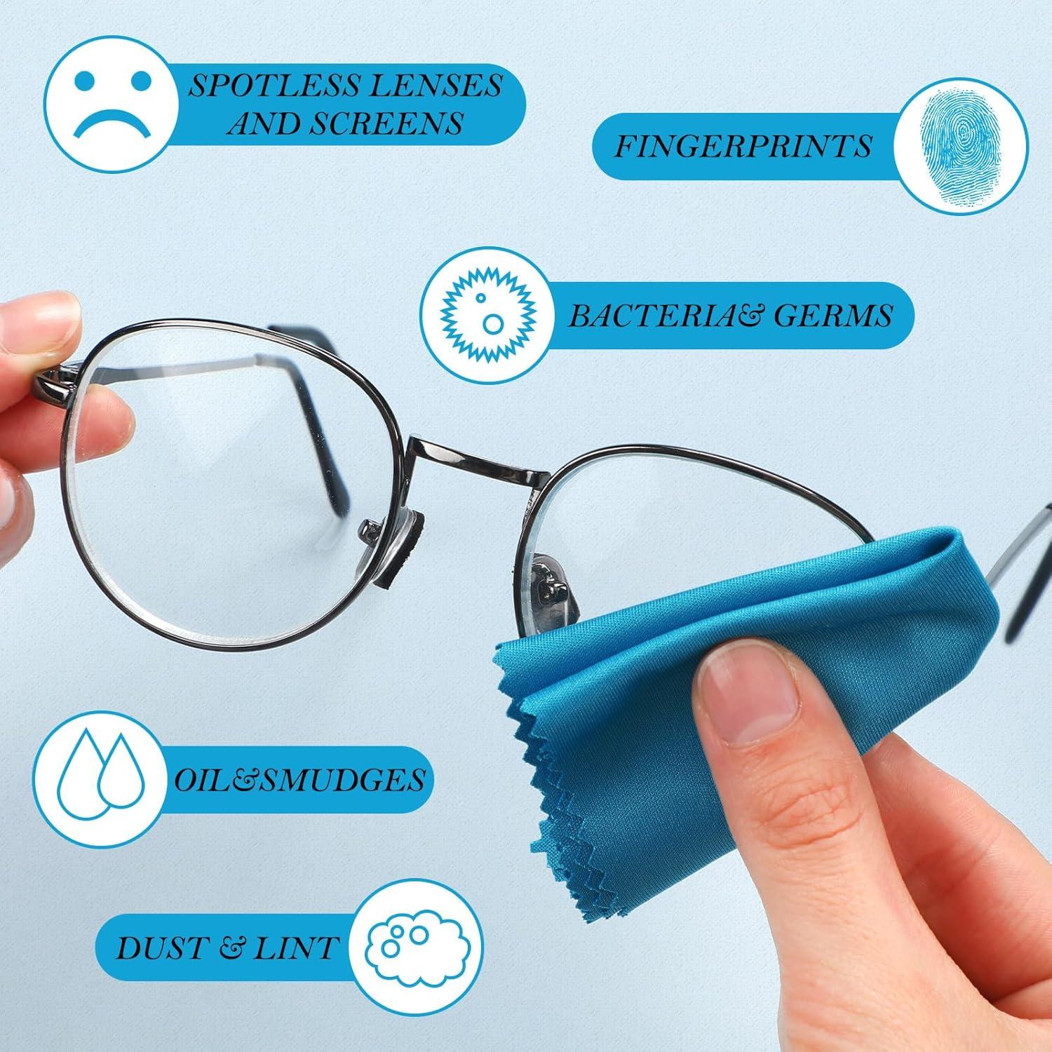 Paños de Limpieza de Gafas Sumind 100 Pcs Microfibra Azul