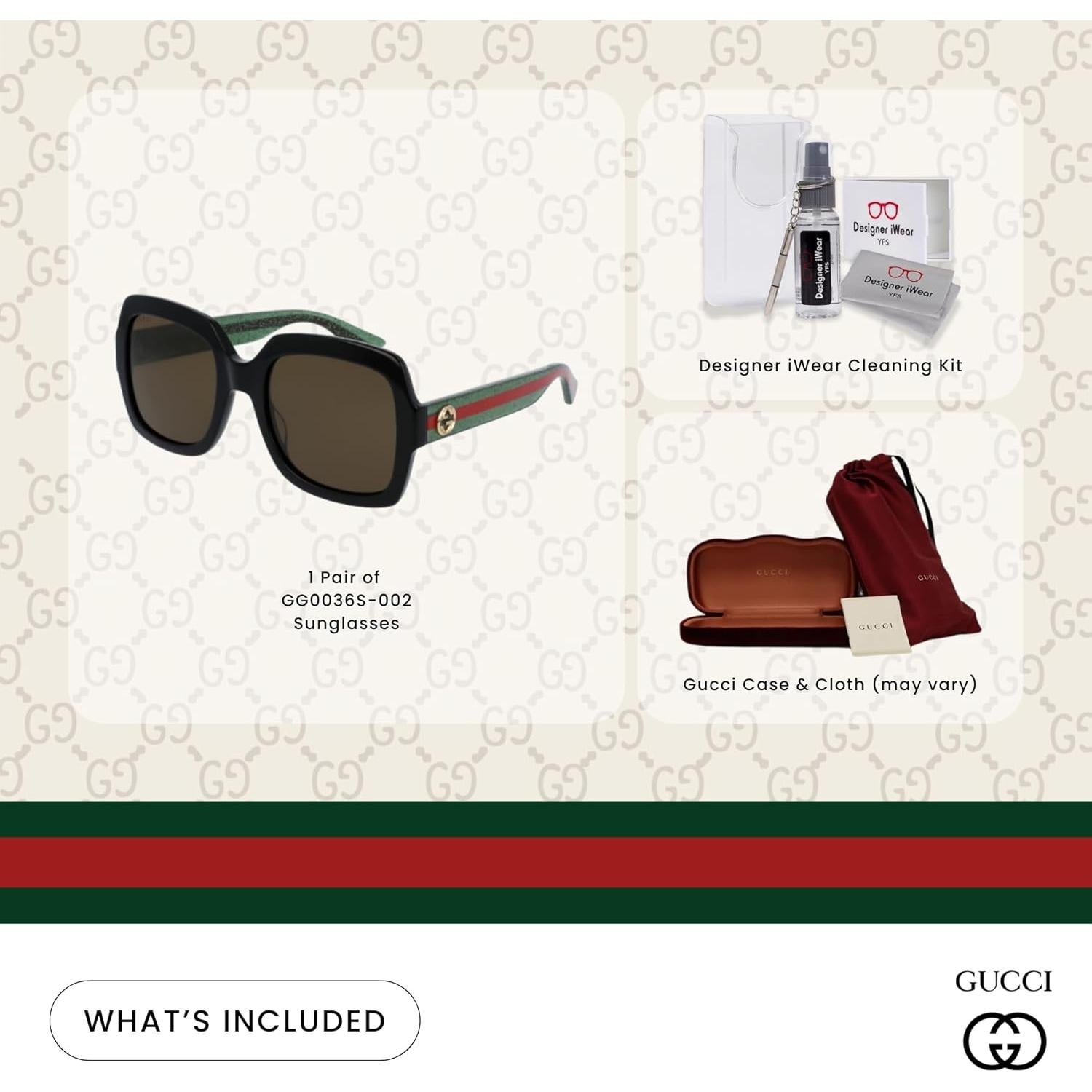 Gafas de sol Gucci GG0036S para mujeres + Kit iWear