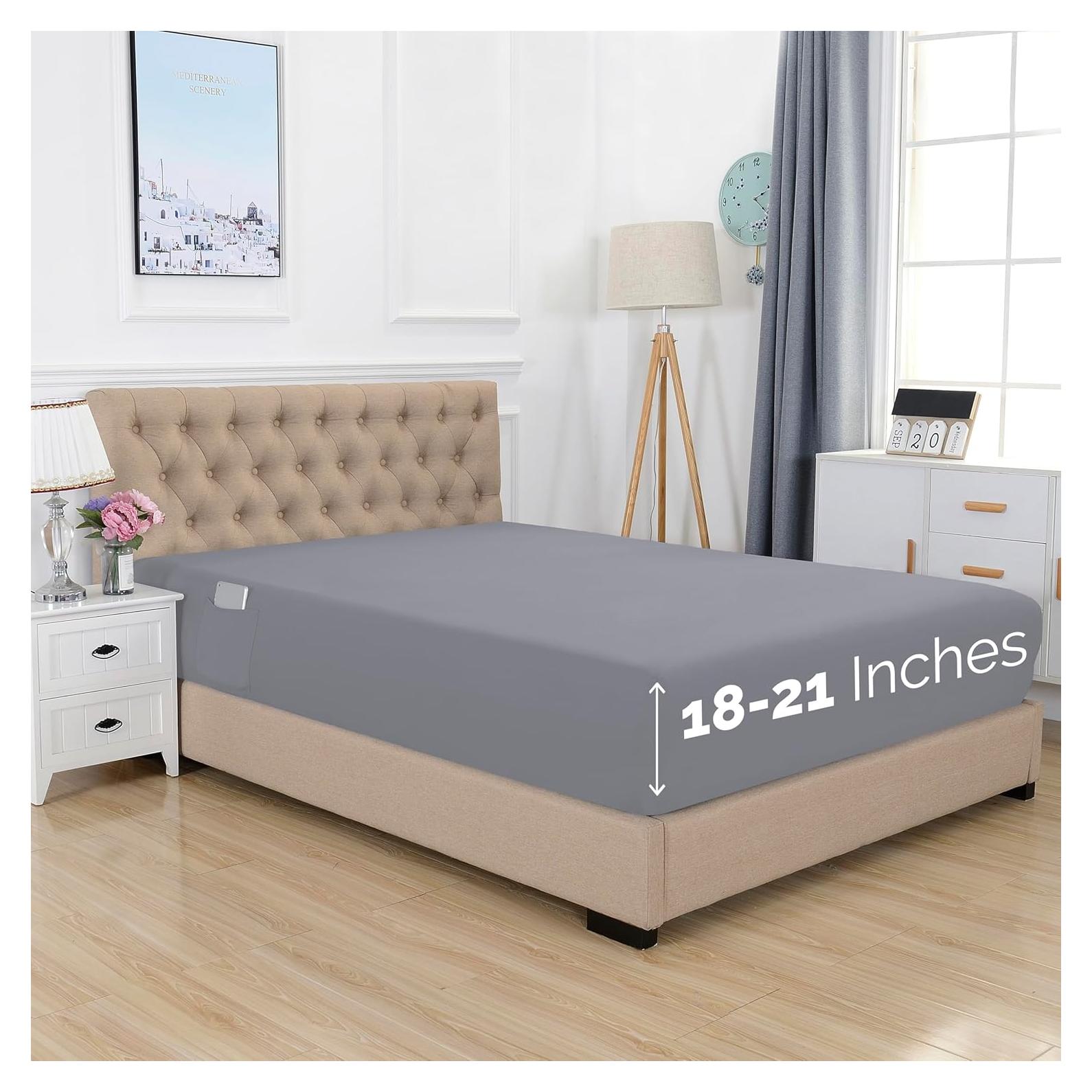 Sábana Ajustable Rey Elegant Comfort Microfibra Gris 1500 Hilos