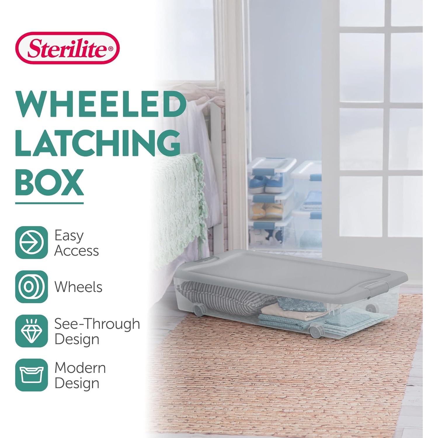 Contenedor de Almacenamiento Sterilite 4 Pack 56L con Ruedas