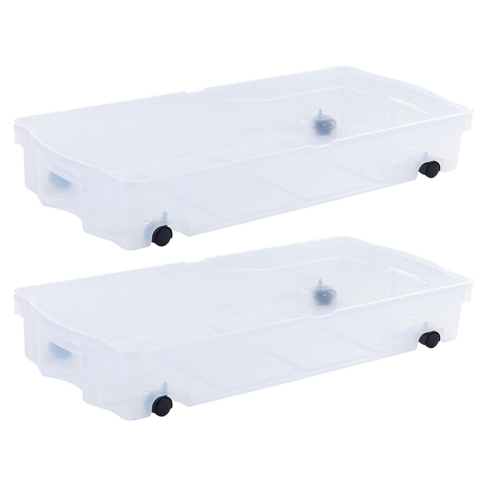 Cajas de Almacenamiento Rubbermaid 68L Transparentes con Ruedas - Paquete de 2