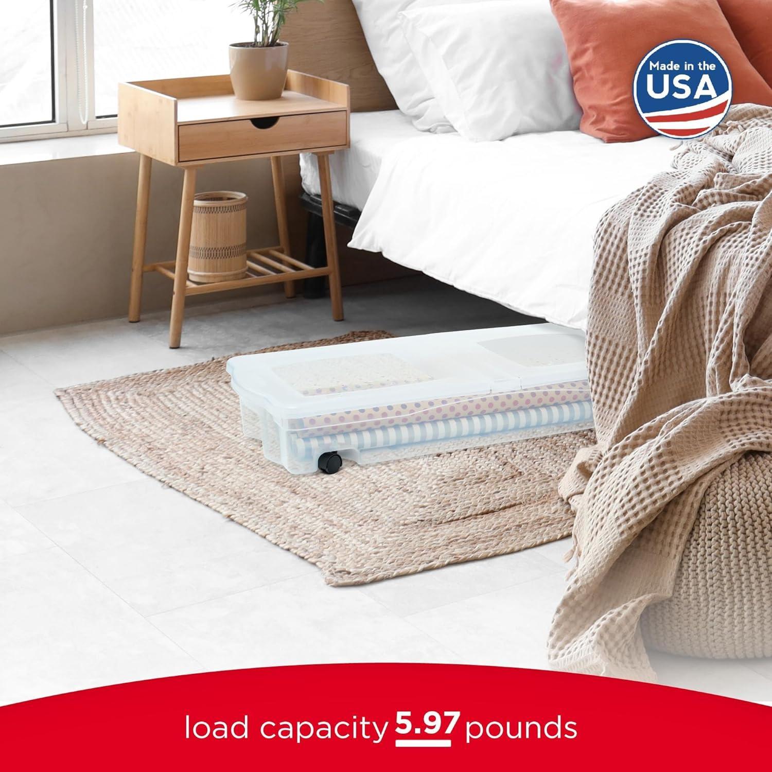 Cajas de Almacenamiento Rubbermaid 68L Transparentes con Ruedas - Paquete de 2