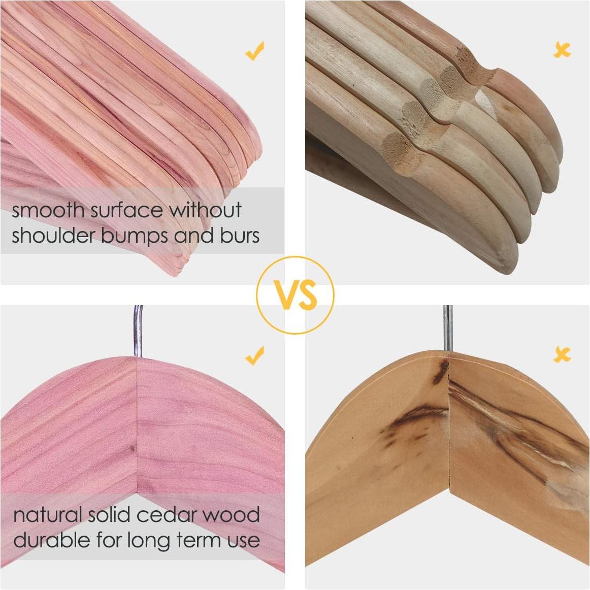 Perchas de Cedro Sólido ELONG HOME Paquete de 12 - 44.5 cm