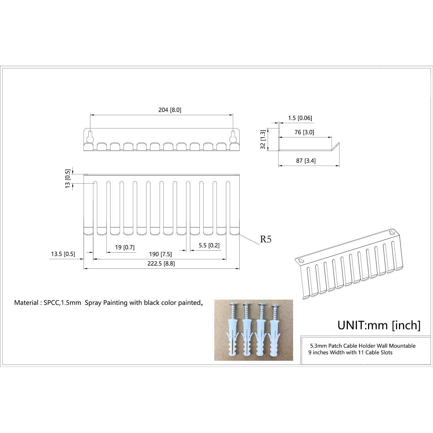 Soporte de Pared para Cables Youbang 11 Ranuras 22.35 cm