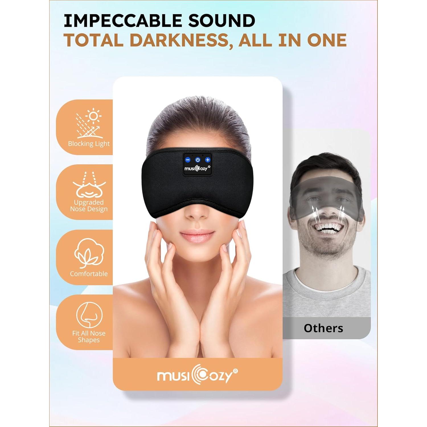 MUSICOZY Máscara para dormir Bluetooth 5.4 con auriculares