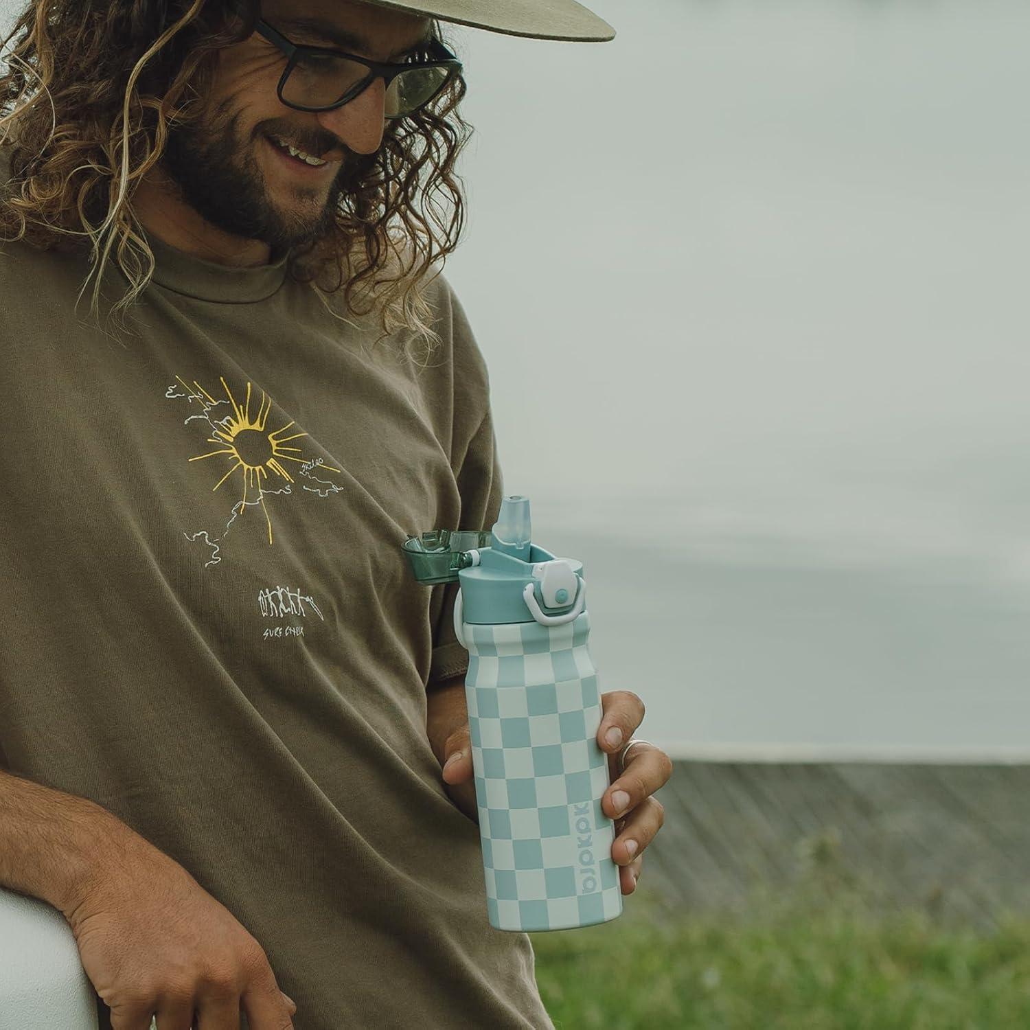 Botella de Agua BJPKPK 739ml Aislada con Pajilla Leopardo