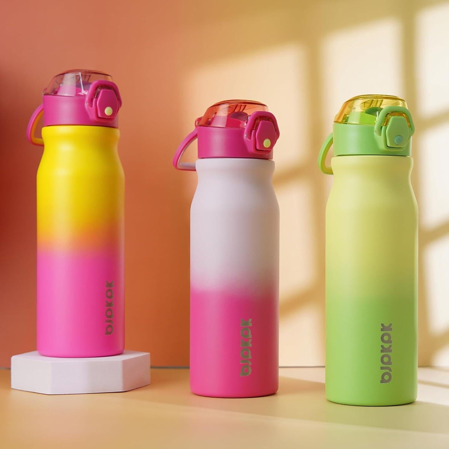 Botella de Agua BJPKPK 739ml Aislada con Pajilla Leopardo