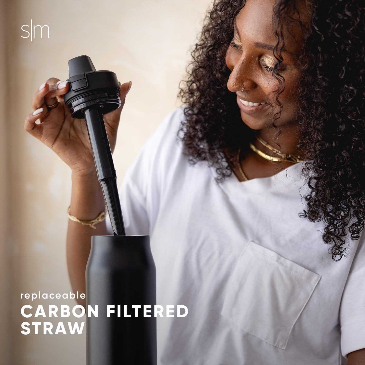 Botella de Agua Filtrada Simple Modern 1005ml Doble Pared Negra