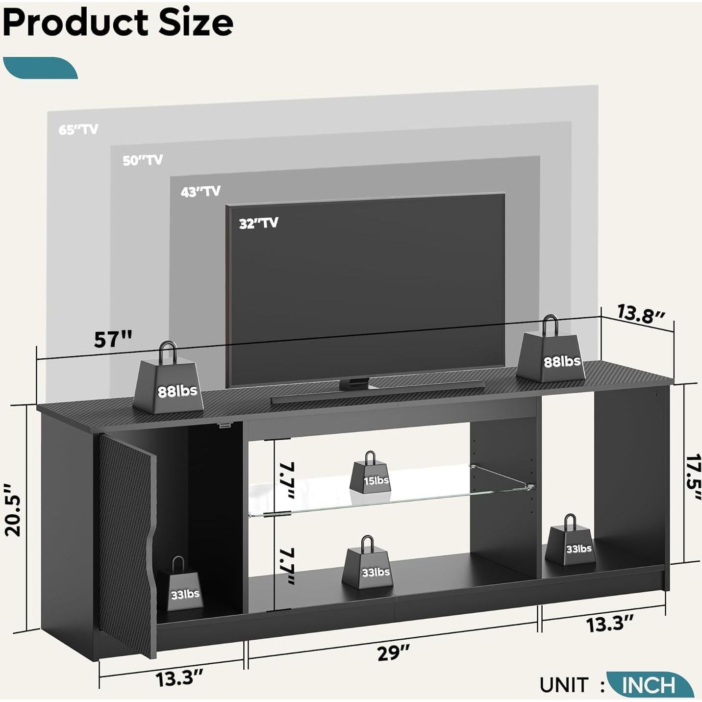 Centro de Entretenimiento Bestier 57" para PS5, Negro