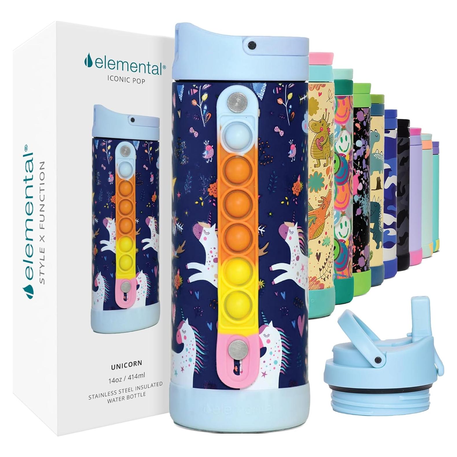 Botella de Agua Aislada Elemental 414ml Unicornio Pop-It