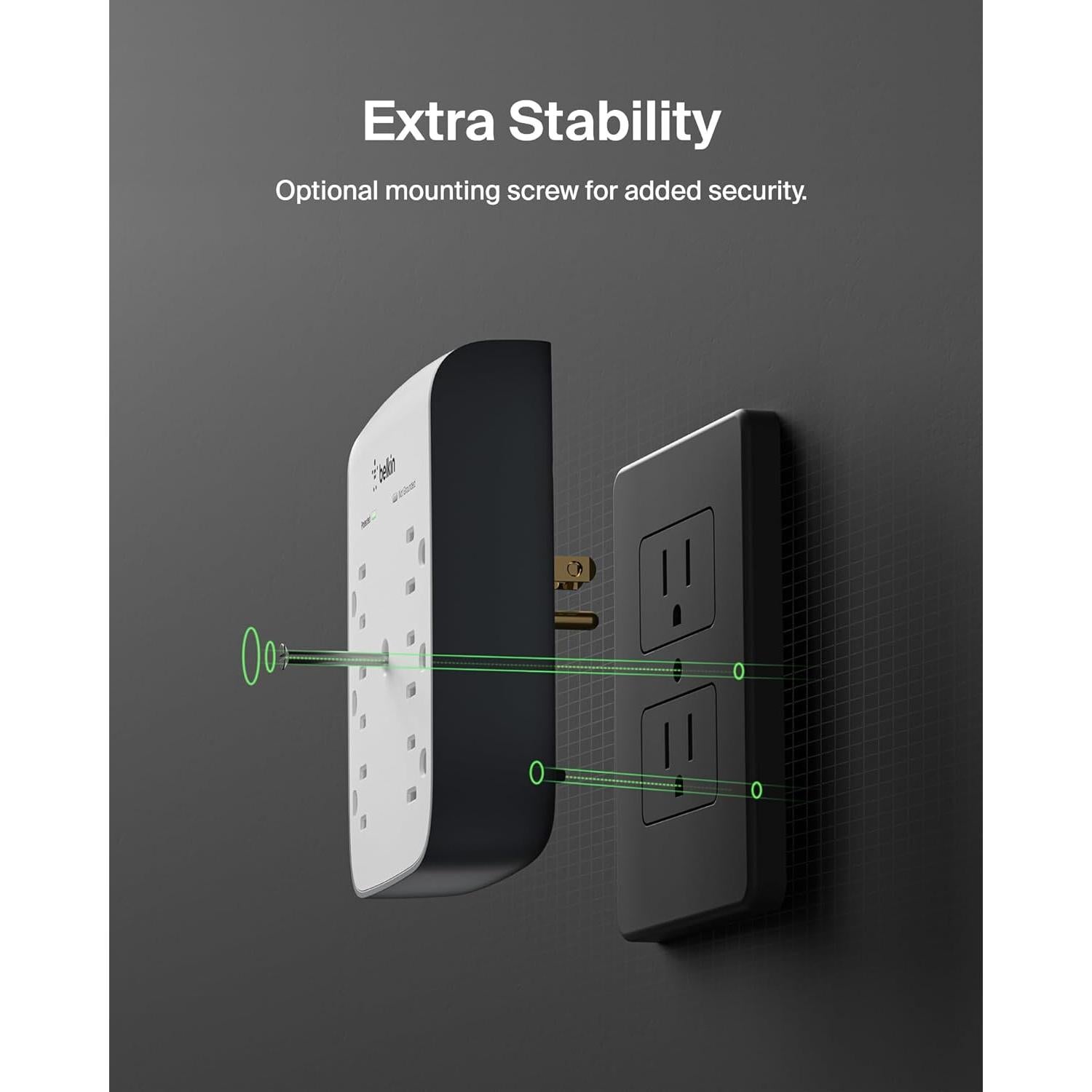 Protector de Sobretensión Belkin 6 Salidas 2 USB Montable