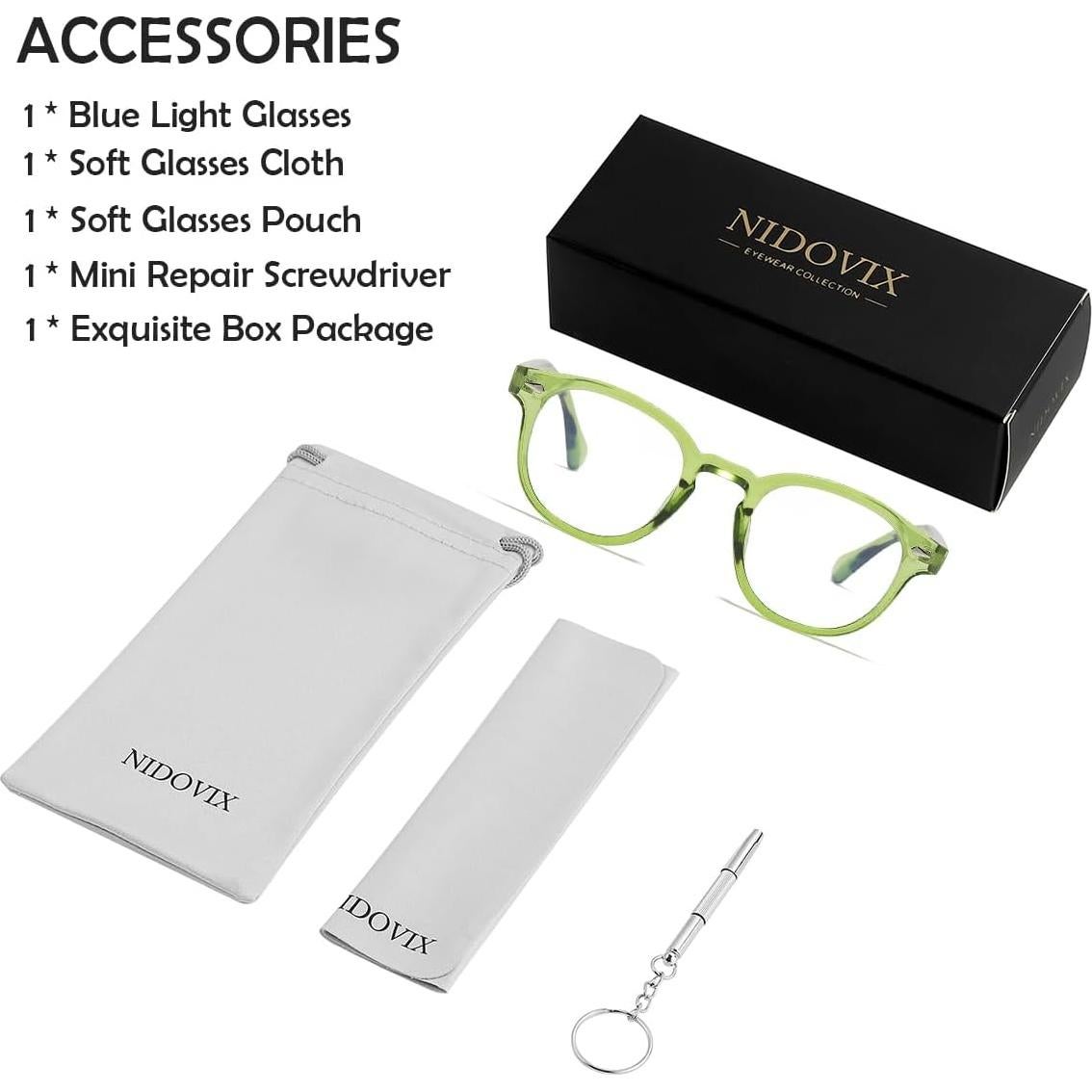 Gafas Retro Redondas NIDOVIX con Bloqueo Luz Azul Unisex