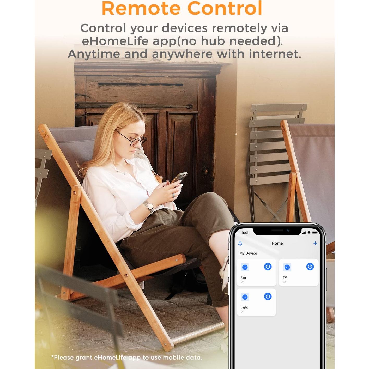 Enchufe Inteligente Refoss WiFi 15A Control Remoto Paquete de 2