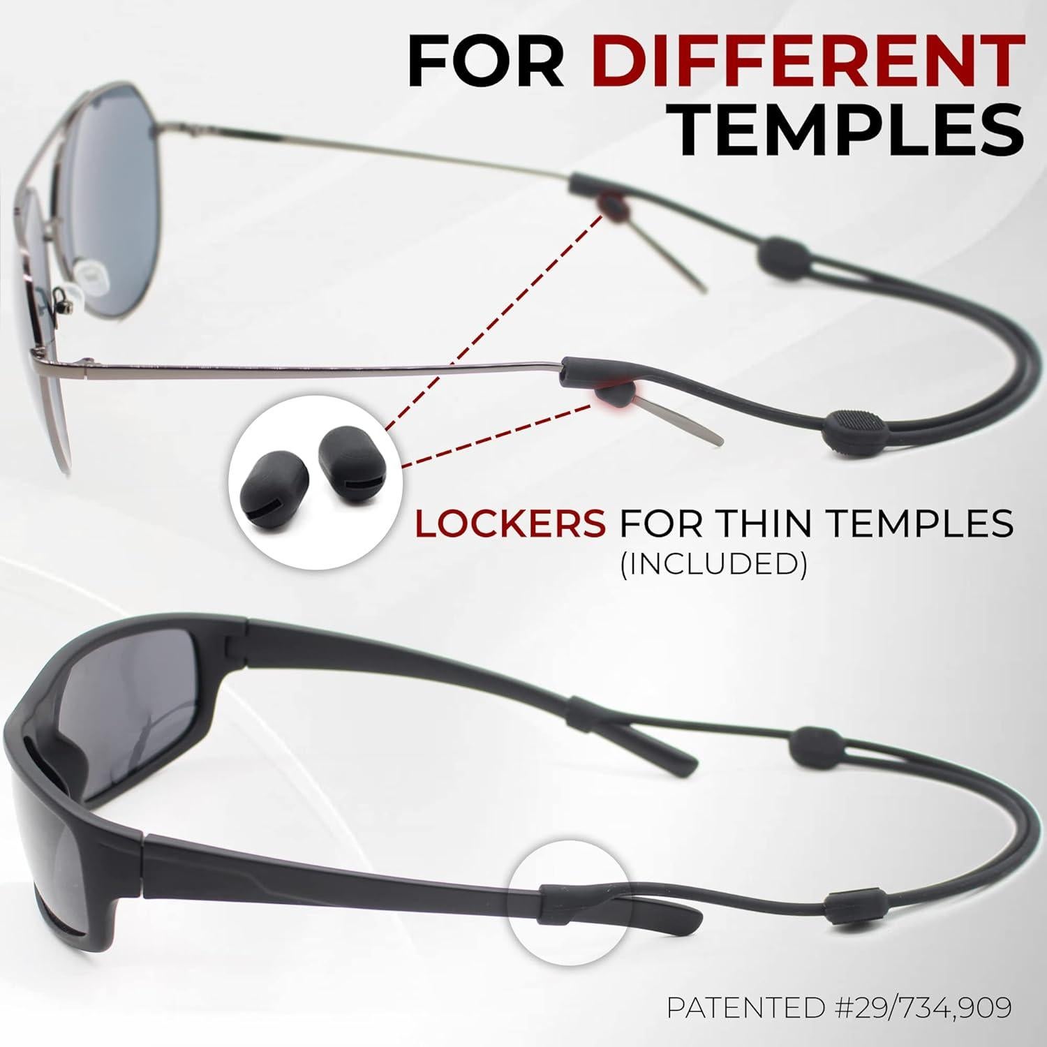 Correa para Gafas SIGONNA Silicona Negra Ajustable 2 Pcs