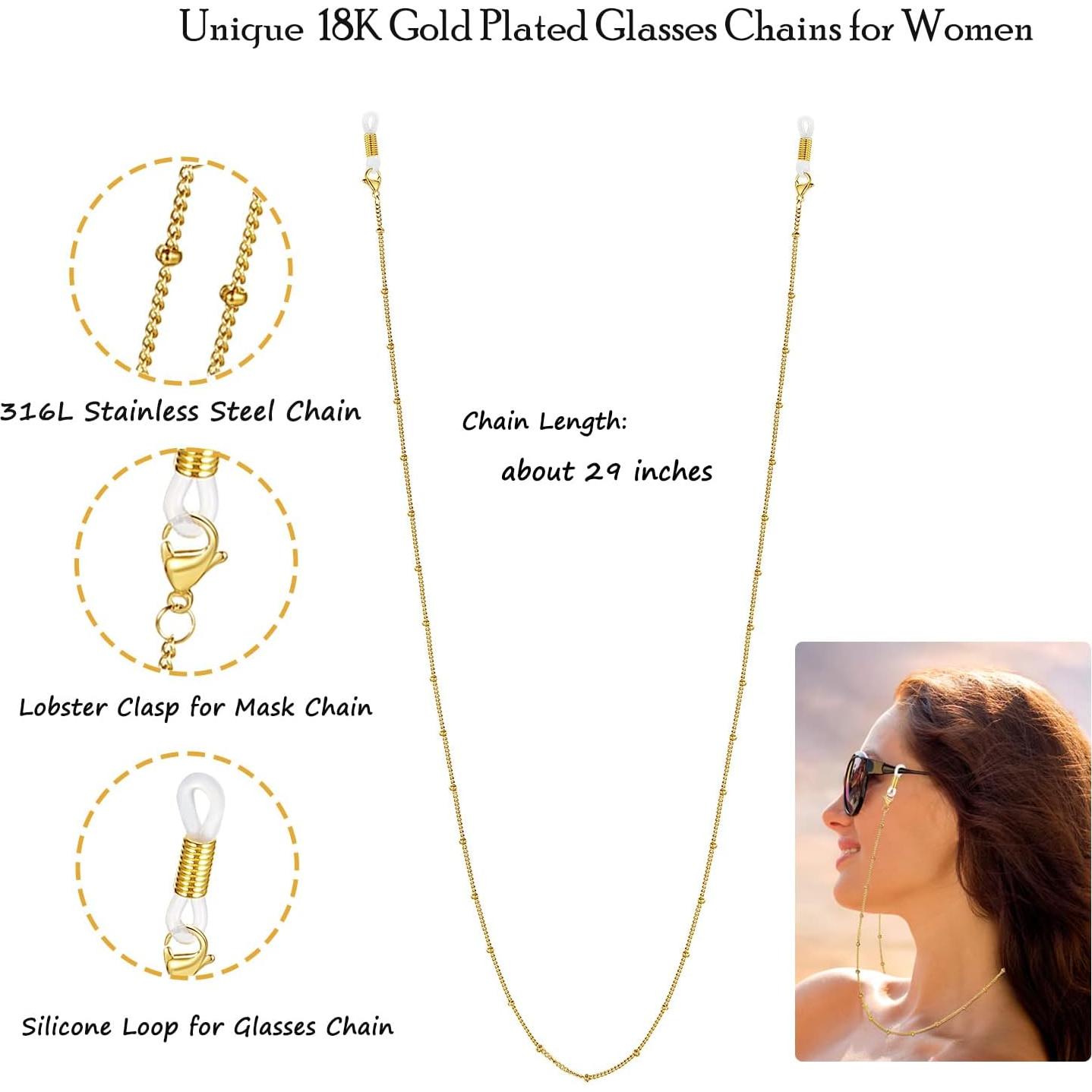 Cadena para Gafas TONY & SANDY Dorada 73.66 cm Multifuncional