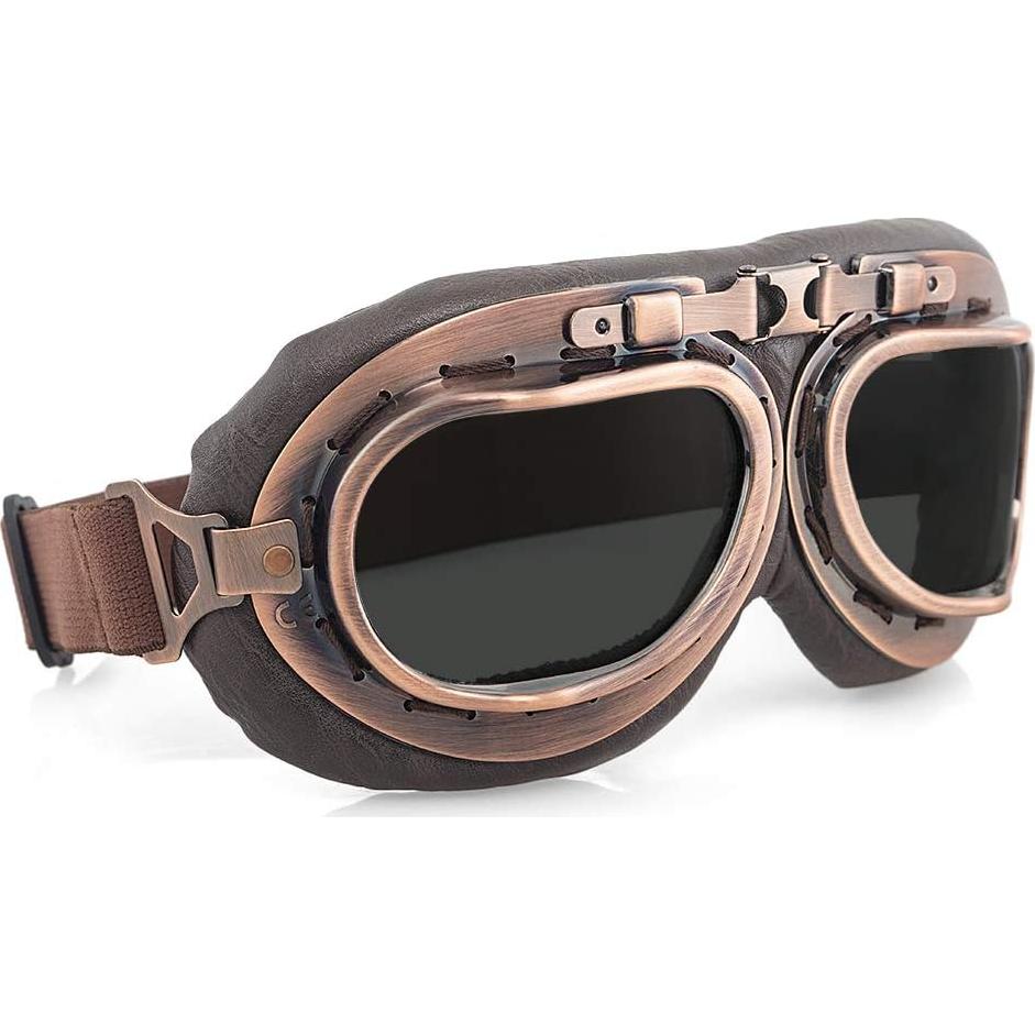Gafas de Motocicleta Evomosa Vintage Piloto Goggle Negro