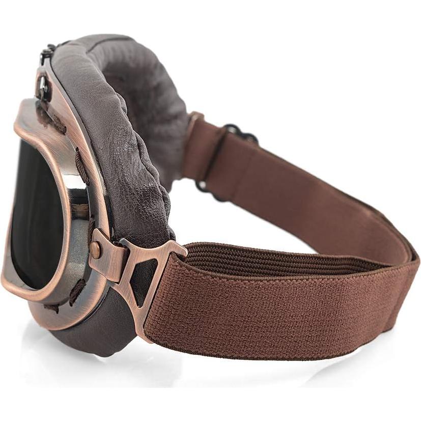 Gafas de Motocicleta Evomosa Vintage Piloto Goggle Negro