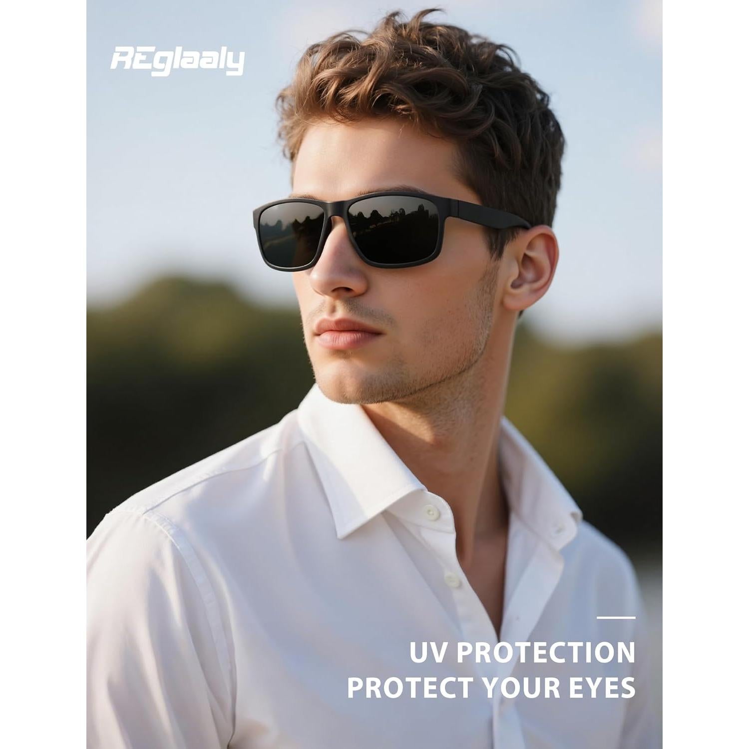 Gafas de sol polarizadas Reglaaly negras UV para hombres y mujeres