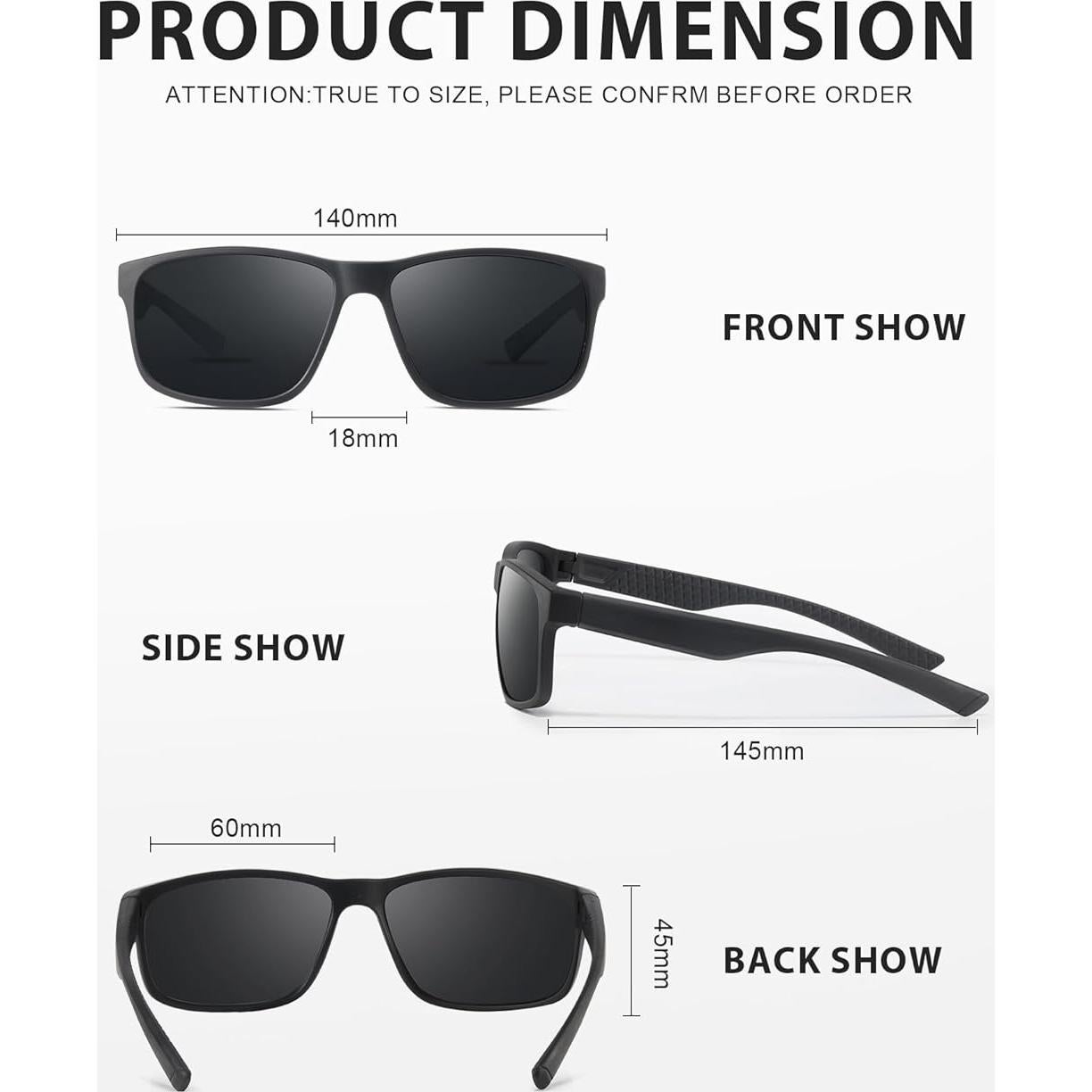 Gafas de sol polarizadas Reglaaly negras UV para hombres y mujeres